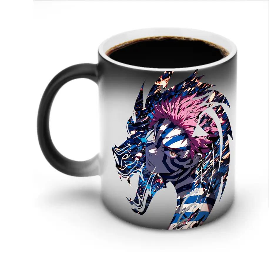 鬼滅の刃 グッズ,猗窩座 - 変色マグカップ ・ セラミック ・ 熱転写プリント ・ 耐久性 高品質 ・ ギフト・自宅用 コーヒー お茶