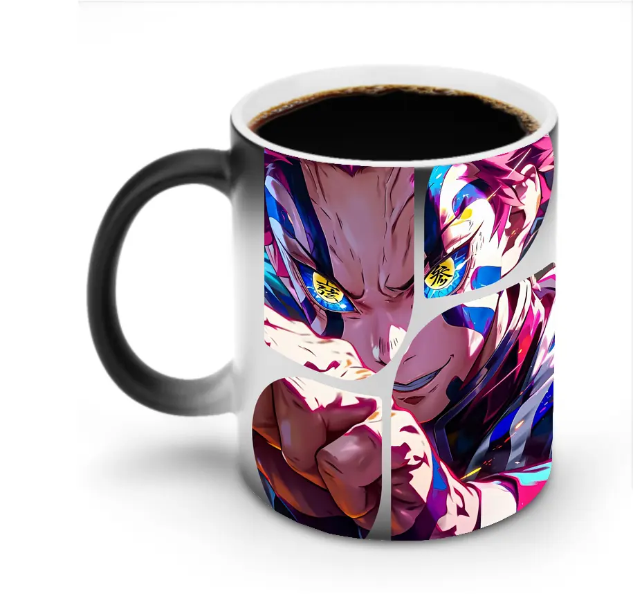 鬼滅の刃 グッズ,猗窩座 - 変色マグカップ ・ セラミック ・ 熱転写プリント ・ 耐久性 高品質 ・ ギフト・自宅用 コーヒー お茶