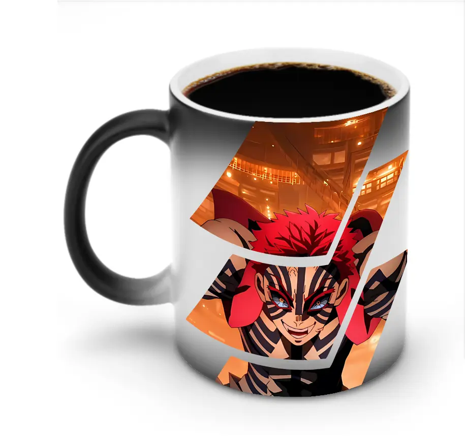 鬼滅の刃 グッズ,猗窩座 - 変色マグカップ ・ セラミック ・ 熱転写プリント ・ 耐久性 高品質 ・ ギフト・自宅用 コーヒー お茶