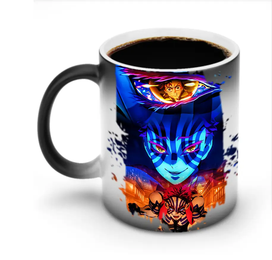 鬼滅の刃 グッズ,猗窩座 - 変色マグカップ ・ セラミック ・ 熱転写プリント ・ 耐久性 高品質 ・ ギフト・自宅用 コーヒー お茶