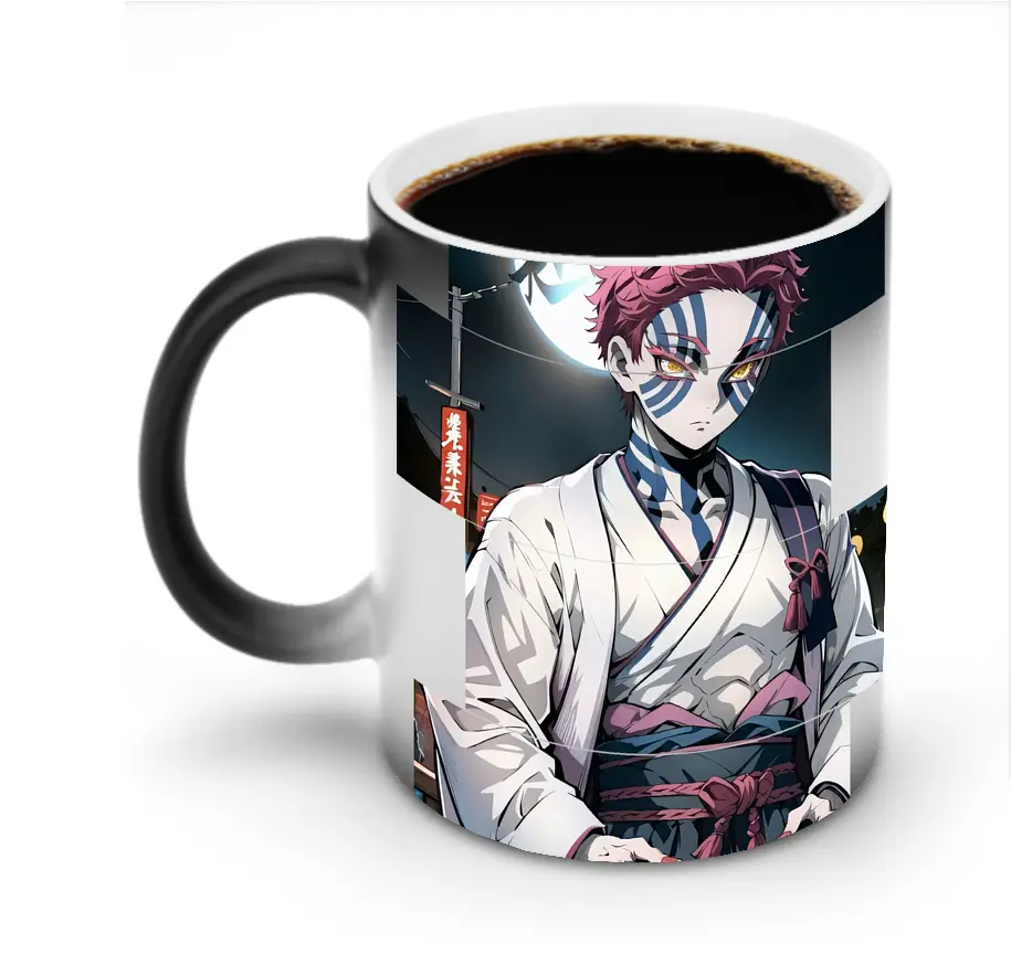 鬼滅の刃 グッズ,猗窩座 - 変色マグカップ ・ セラミック ・ 熱転写プリント ・ 耐久性 高品質 ・ ギフト・自宅用 コーヒー お茶