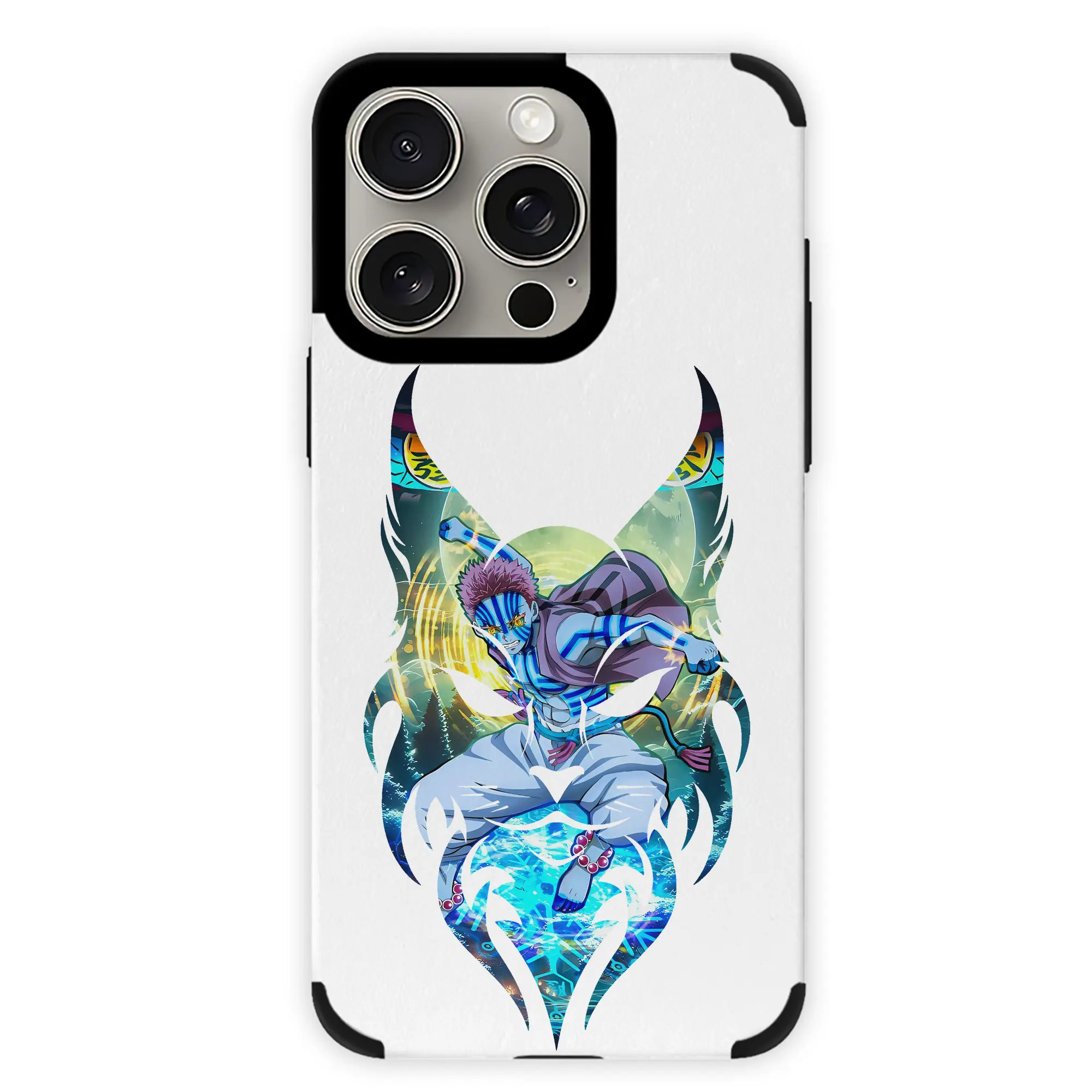 鬼滅の刃 グッズ,猗窩座 - IPhone15ProMax対応 ・ PUレザースマホケース ・ 耐衝撃 ・ 黄変防止 ・ 360度全面保護 ・ 柔らか手触り ・ 3D立体ボタン