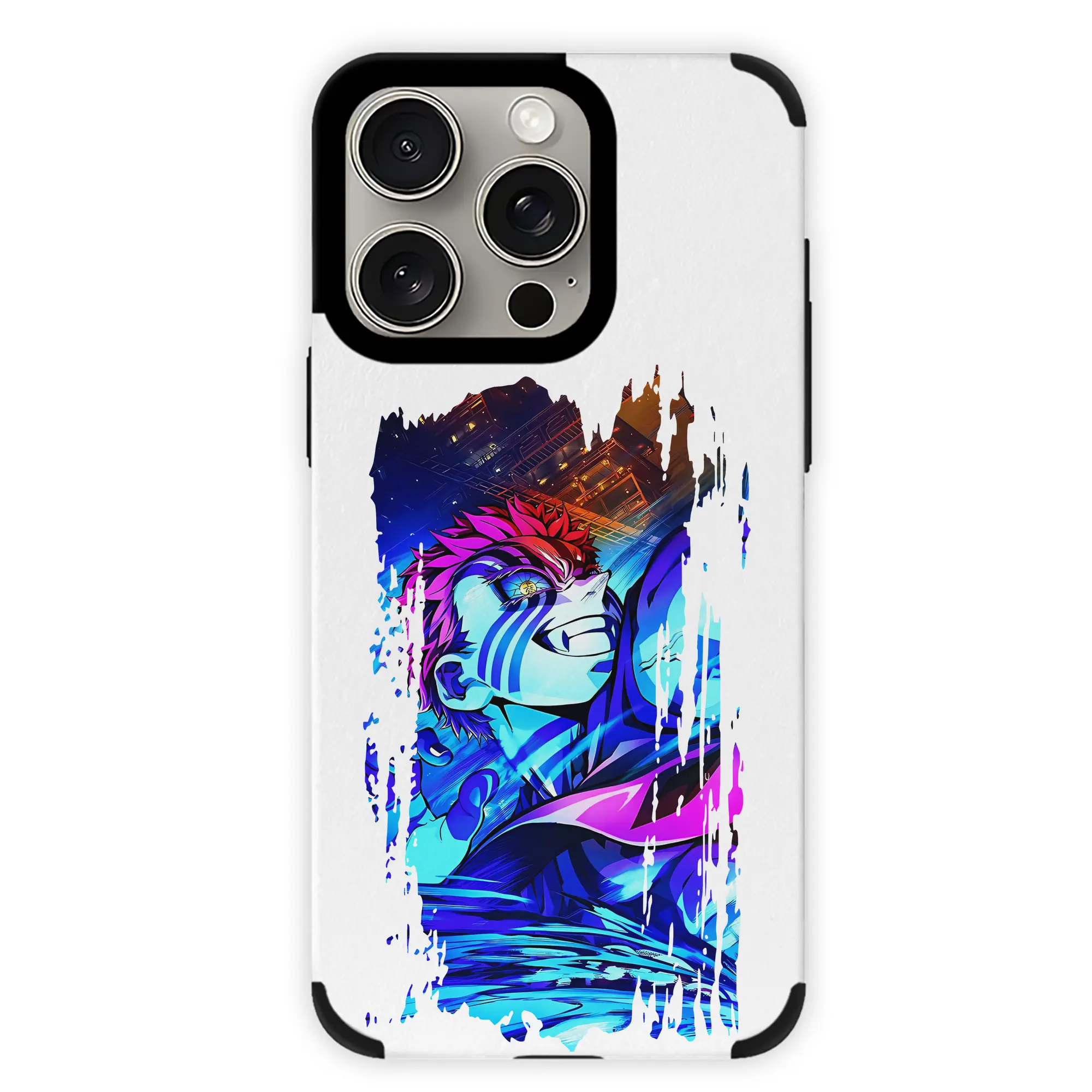 鬼滅の刃 グッズ,猗窩座 - IPhone15ProMax対応 ・ PUレザースマホケース ・ 耐衝撃 ・ 黄変防止 ・ 360度全面保護 ・ 柔らか手触り ・ 3D立体ボタン