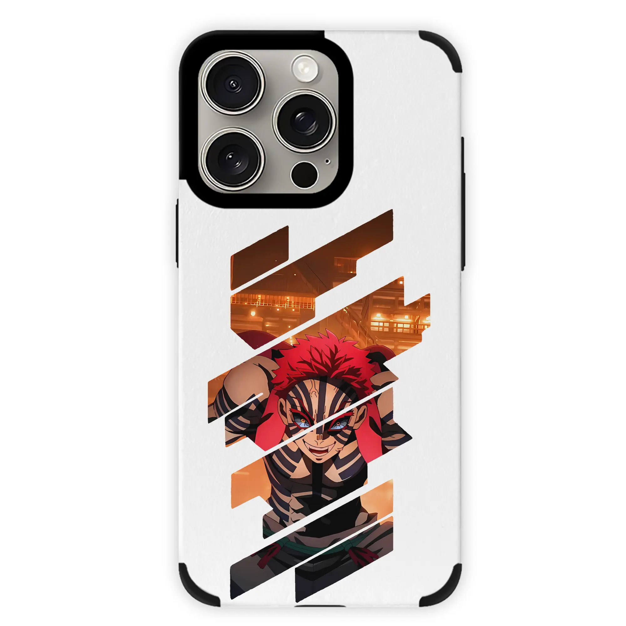 鬼滅の刃 グッズ,猗窩座 - IPhone15ProMax対応 ・ PUレザースマホケース ・ 耐衝撃 ・ 黄変防止 ・ 360度全面保護 ・ 柔らか手触り ・ 3D立体ボタン