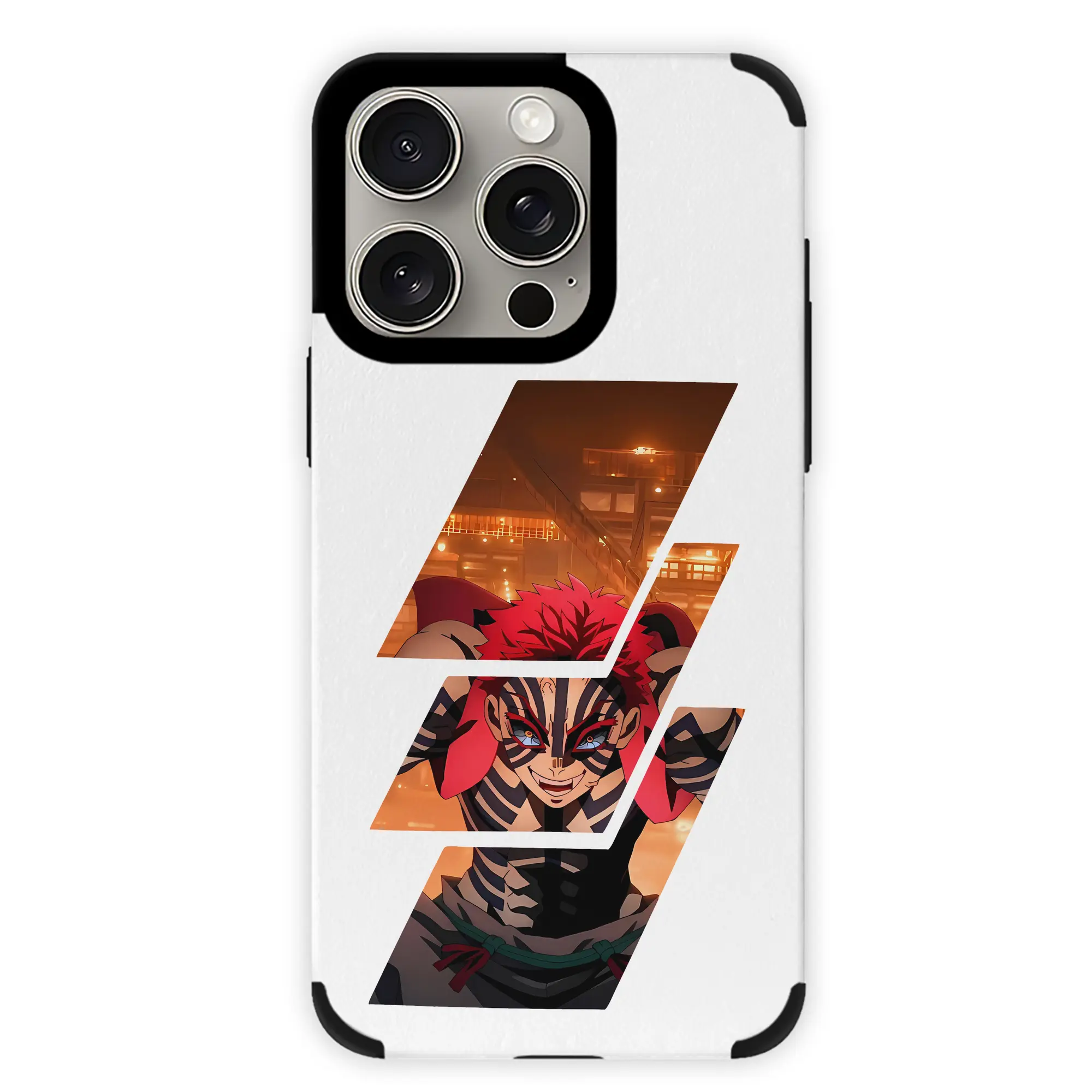 鬼滅の刃 グッズ,猗窩座 - IPhone15ProMax対応 ・ PUレザースマホケース ・ 耐衝撃 ・ 黄変防止 ・ 360度全面保護 ・ 柔らか手触り ・ 3D立体ボタン