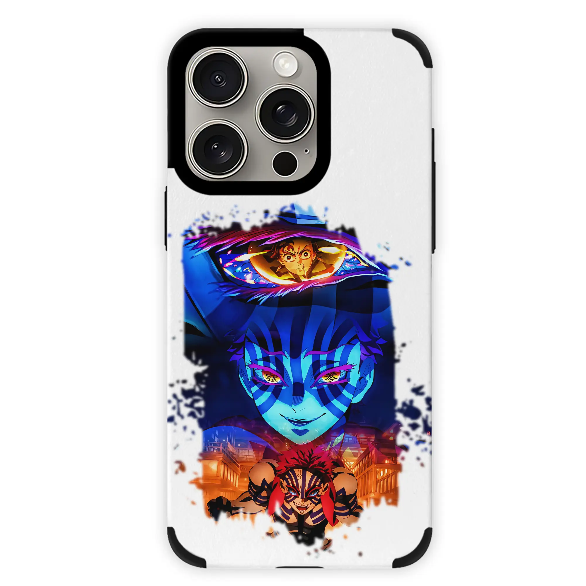 鬼滅の刃 グッズ,猗窩座 - IPhone15ProMax対応 ・ PUレザースマホケース ・ 耐衝撃 ・ 黄変防止 ・ 360度全面保護 ・ 柔らか手触り ・ 3D立体ボタン