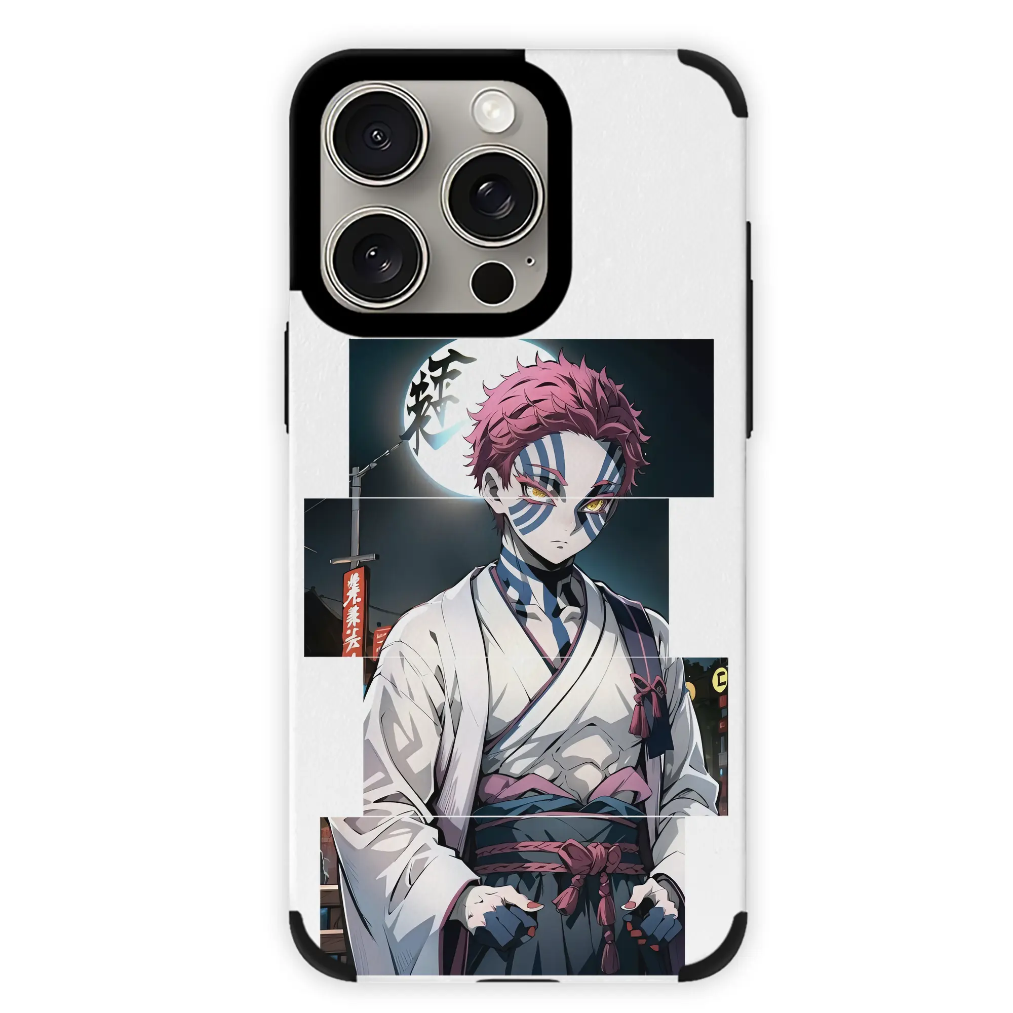 鬼滅の刃 グッズ,猗窩座 - IPhone15ProMax対応 ・ PUレザースマホケース ・ 耐衝撃 ・ 黄変防止 ・ 360度全面保護 ・ 柔らか手触り ・ 3D立体ボタン