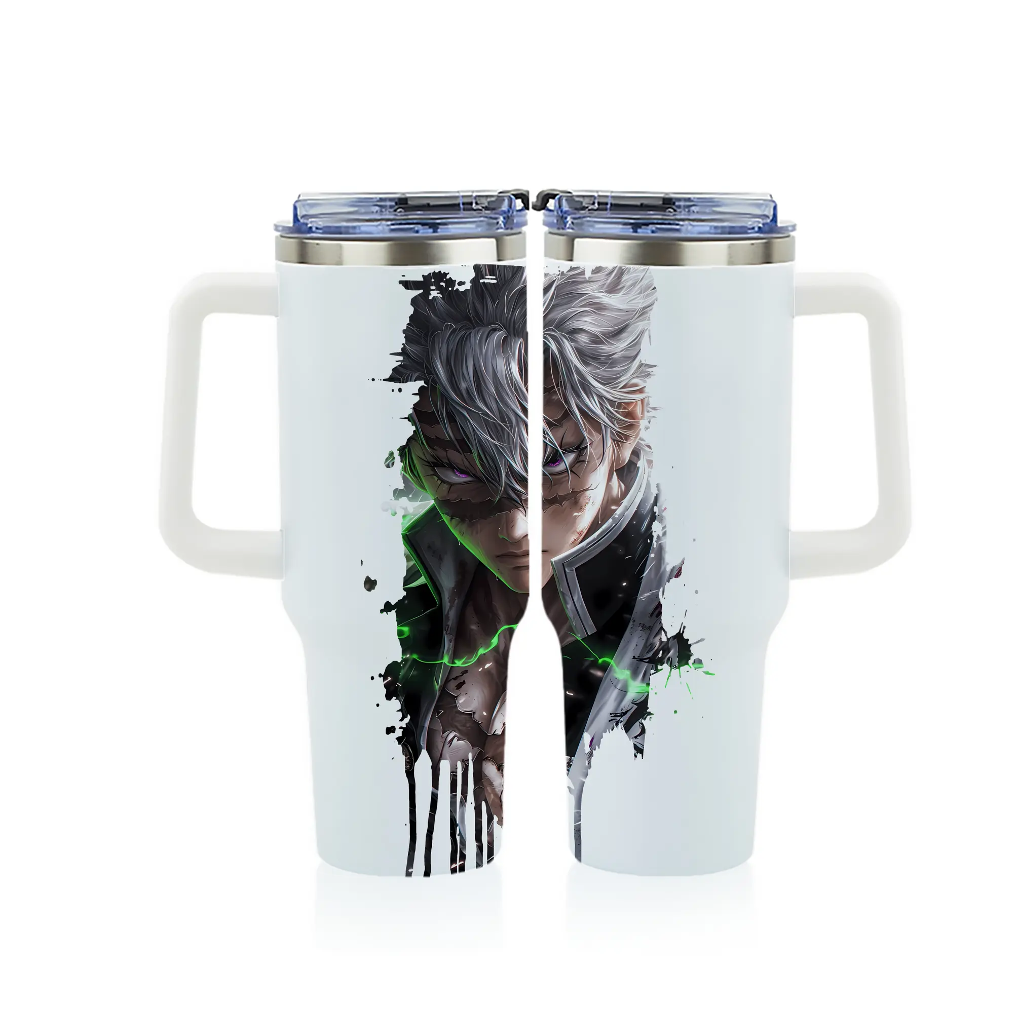 鬼滅の刃 グッズ,不死川 実弥 - 1200mL フルプリント車用タンブラー ・ 304ステンレス 内側 ・ 201ステンレス 外側 ・ 保温 保冷 ・ 通勤 ドライブ アウトドア用