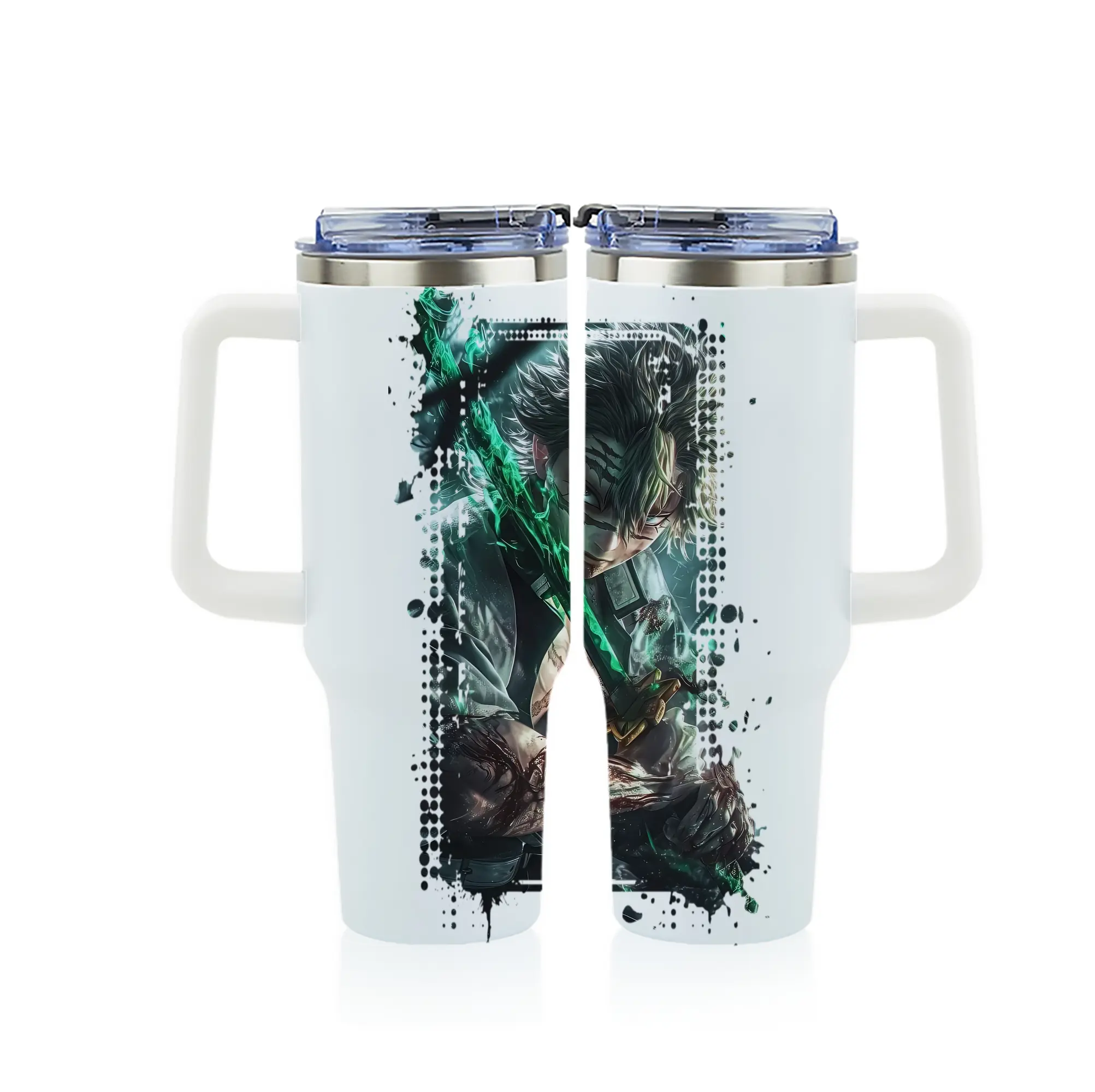 鬼滅の刃 グッズ,不死川 実弥 - 1200mL フルプリント車用タンブラー ・ 304ステンレス 内側 ・ 201ステンレス 外側 ・ 保温 保冷 ・ 通勤 ドライブ アウトドア用