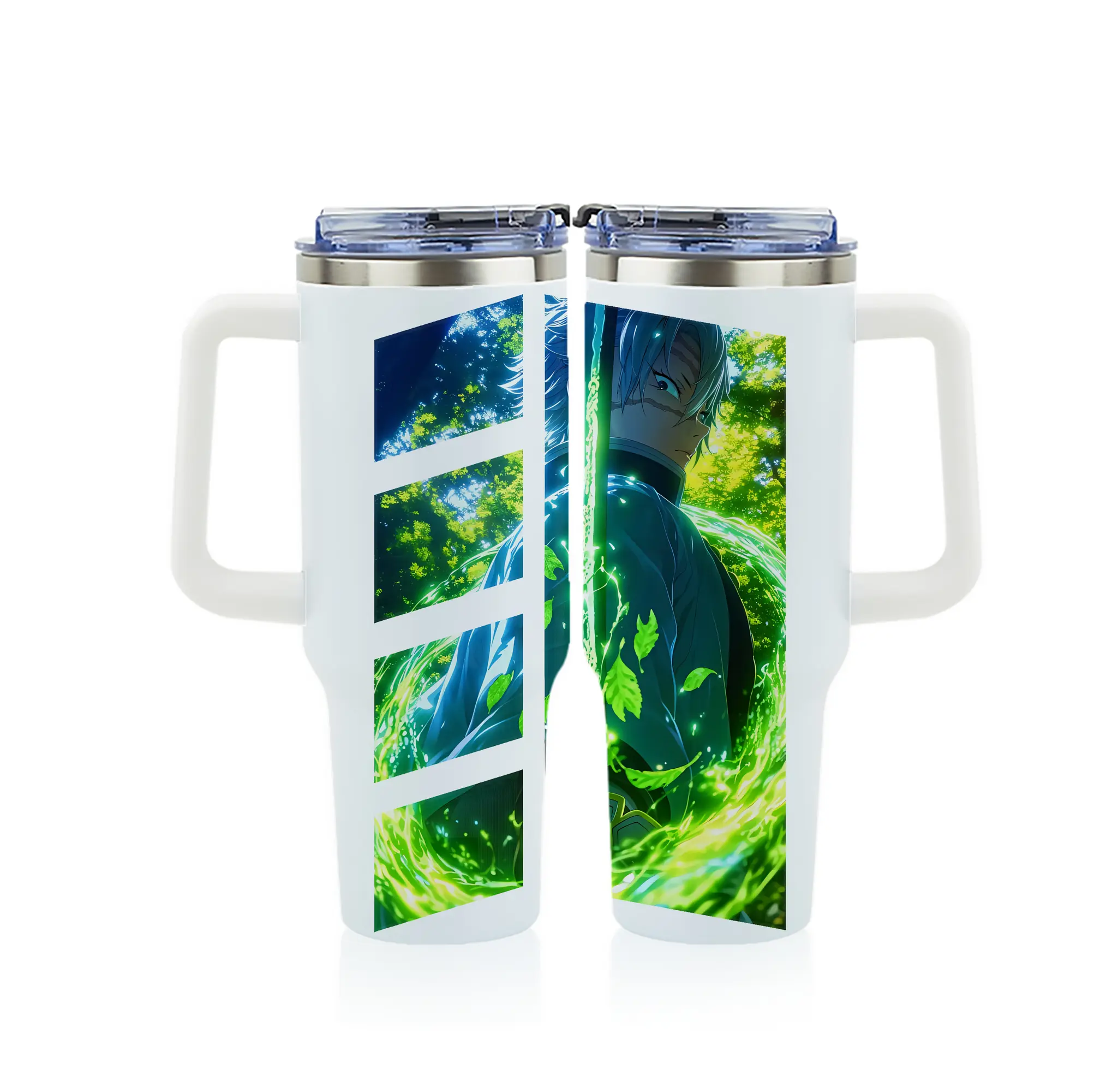 鬼滅の刃 グッズ,不死川 実弥 - 1200mL フルプリント車用タンブラー ・ 304ステンレス 内側 ・ 201ステンレス 外側 ・ 保温 保冷 ・ 通勤 ドライブ アウトドア用