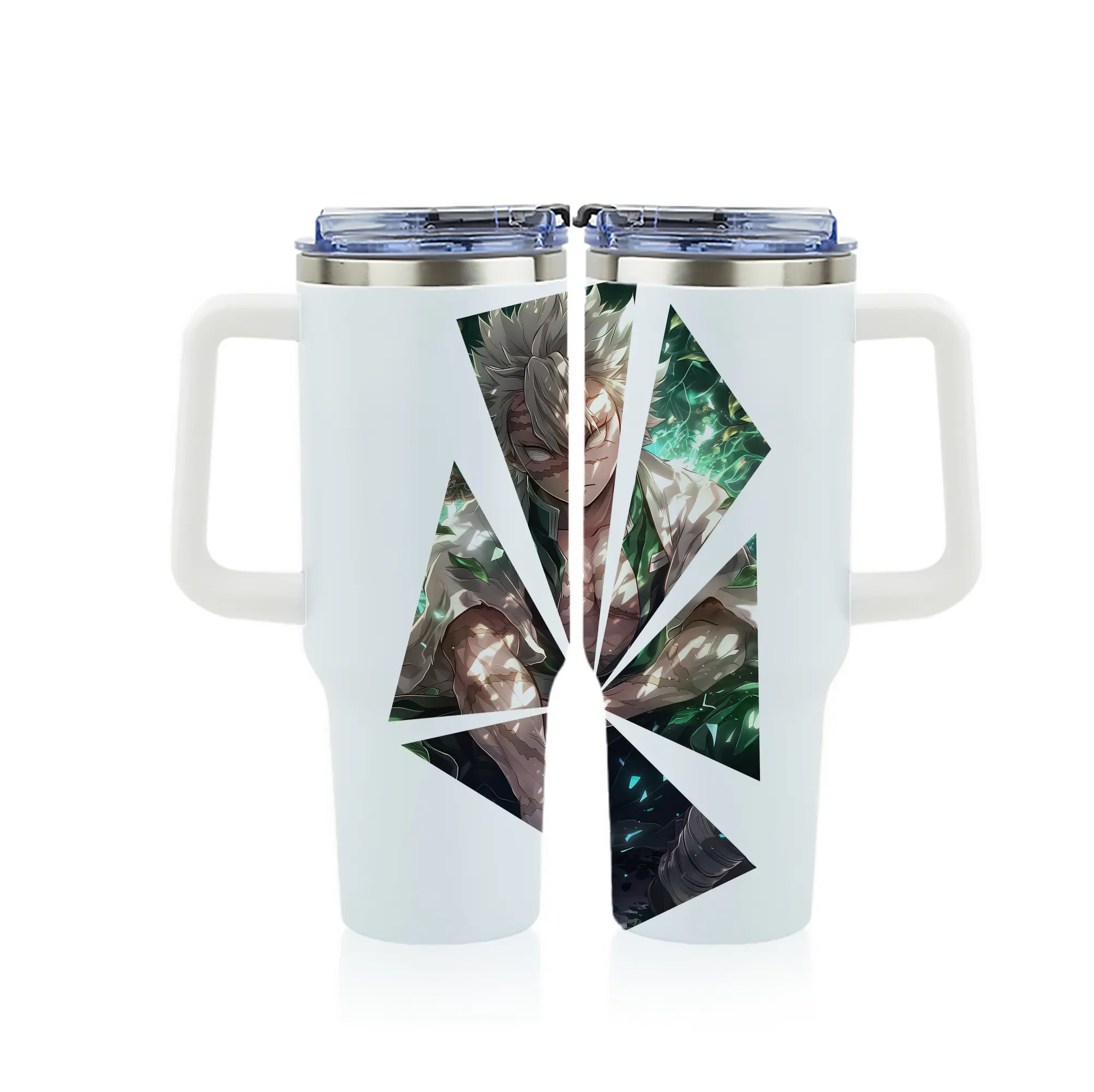 鬼滅の刃 グッズ,不死川 実弥 - 1200mL フルプリント車用タンブラー ・ 304ステンレス 内側 ・ 201ステンレス 外側 ・ 保温 保冷 ・ 通勤 ドライブ アウトドア用