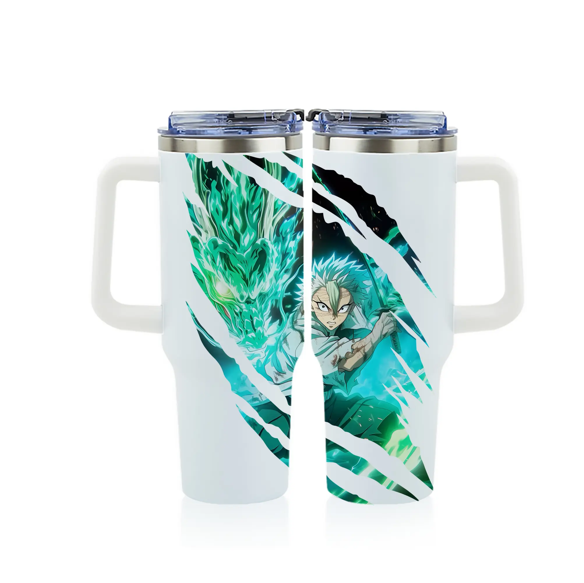 鬼滅の刃 グッズ,不死川 実弥 - 1200mL フルプリント車用タンブラー ・ 304ステンレス 内側 ・ 201ステンレス 外側 ・ 保温 保冷 ・ 通勤 ドライブ アウトドア用