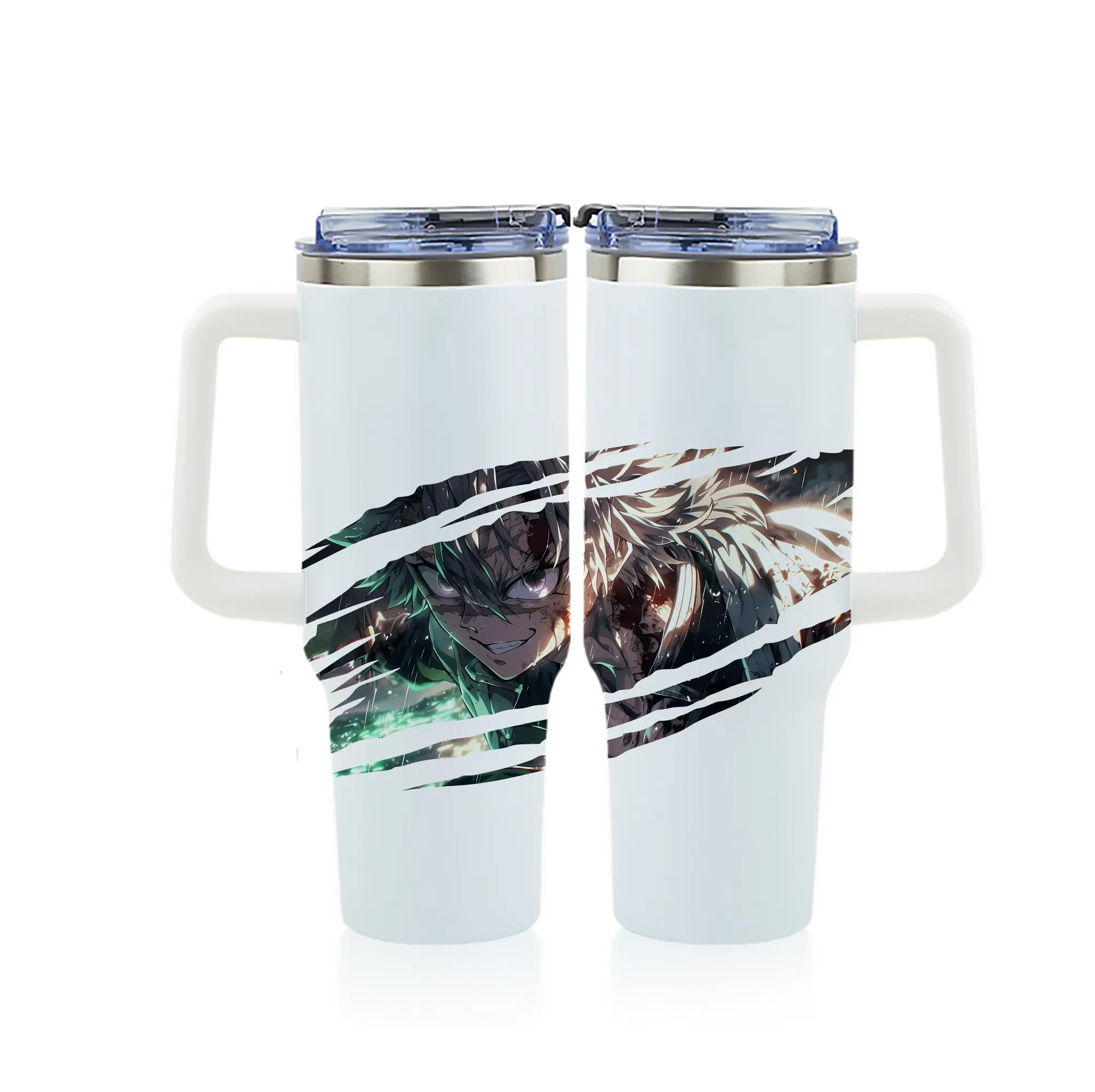 鬼滅の刃 グッズ,不死川 実弥 - 1200mL フルプリント車用タンブラー ・ 304ステンレス 内側 ・ 201ステンレス 外側 ・ 保温 保冷 ・ 通勤 ドライブ アウトドア用