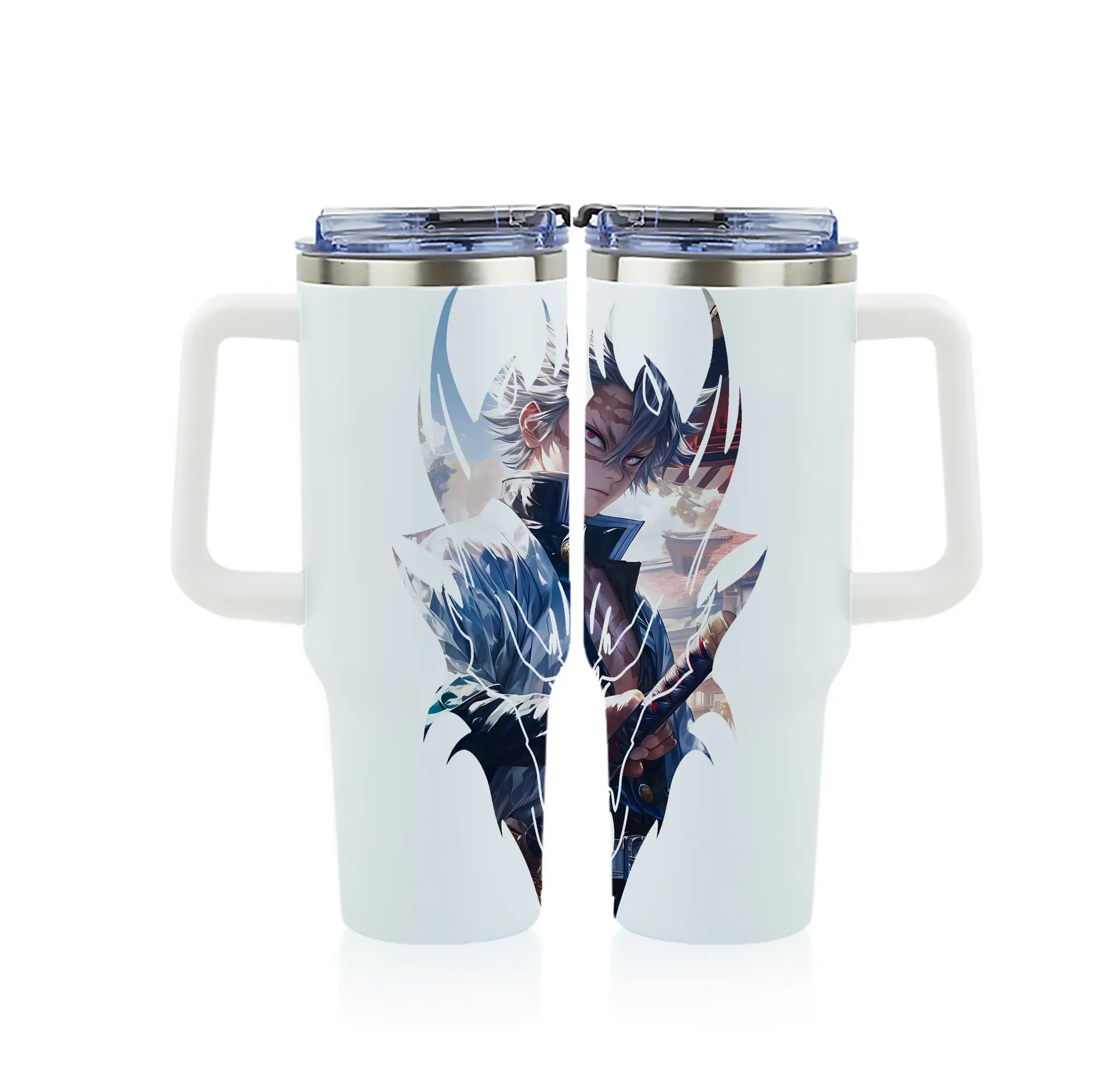 鬼滅の刃 グッズ,不死川 実弥 - 1200mL フルプリント車用タンブラー ・ 304ステンレス 内側 ・ 201ステンレス 外側 ・ 保温 保冷 ・ 通勤 ドライブ アウトドア用