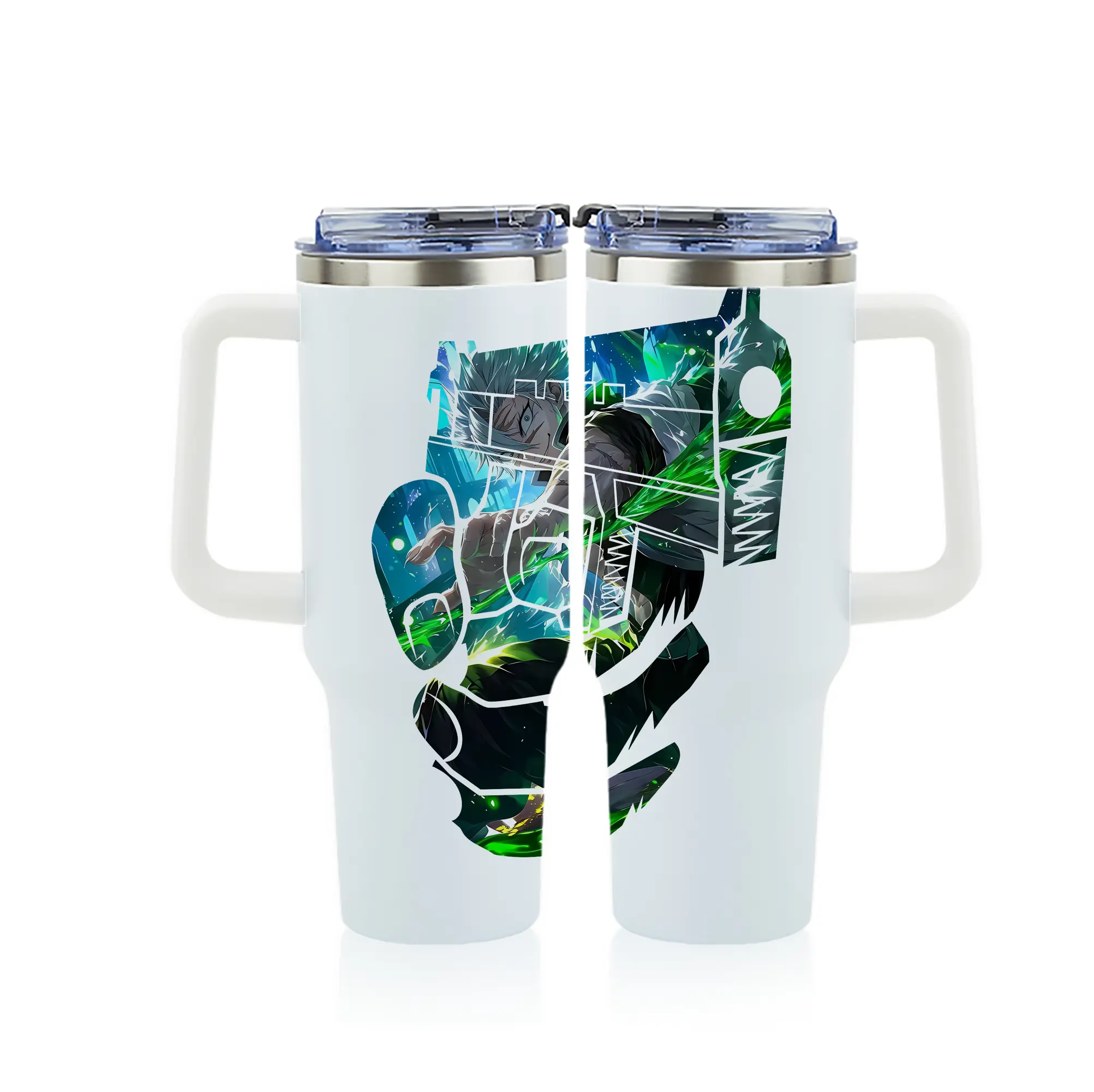 鬼滅の刃 グッズ,不死川 実弥 - 1200mL フルプリント車用タンブラー ・ 304ステンレス 内側 ・ 201ステンレス 外側 ・ 保温 保冷 ・ 通勤 ドライブ アウトドア用