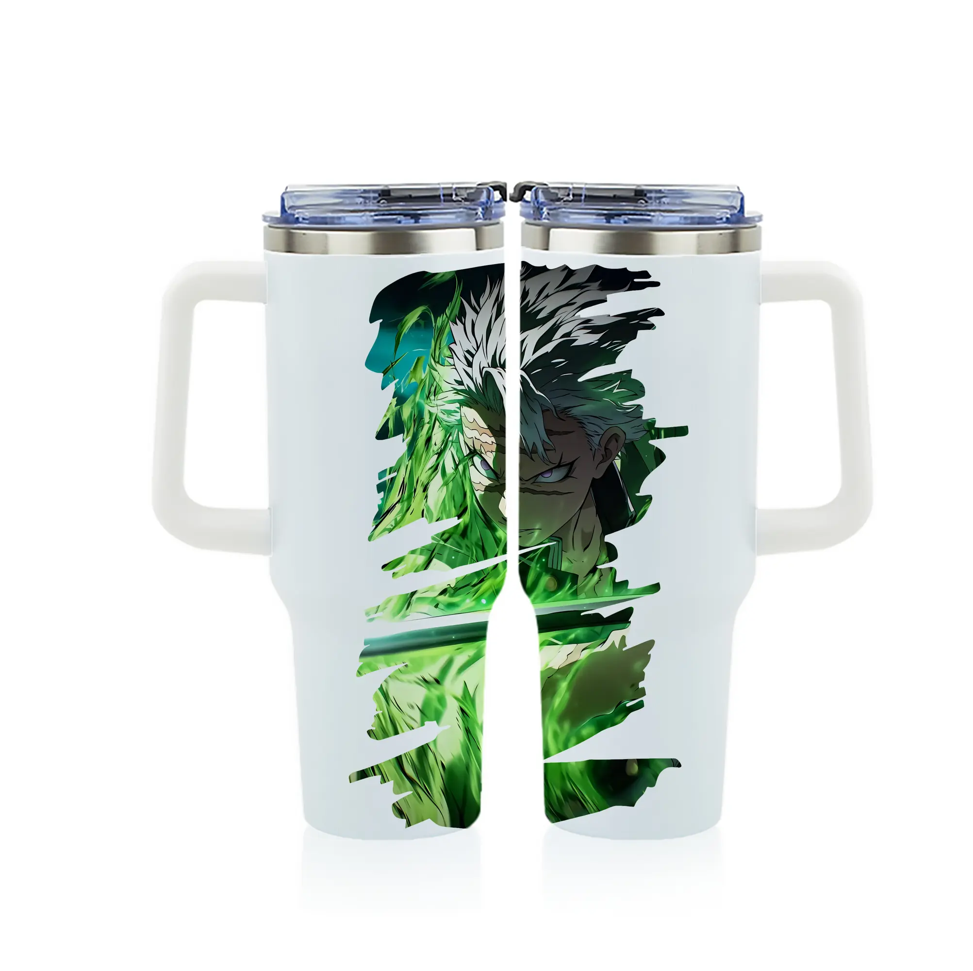 鬼滅の刃 グッズ,不死川 実弥 - 1200mL フルプリント車用タンブラー ・ 304ステンレス 内側 ・ 201ステンレス 外側 ・ 保温 保冷 ・ 通勤 ドライブ アウトドア用