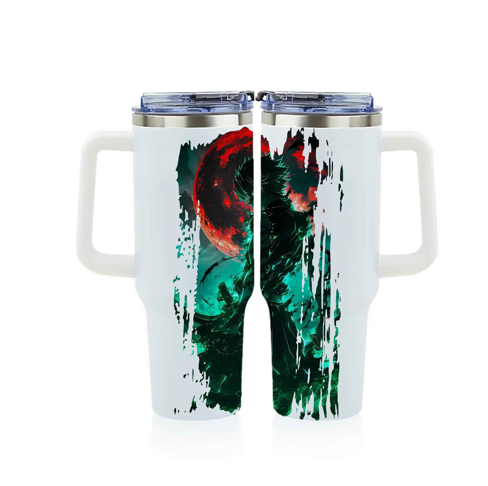 鬼滅の刃 グッズ,不死川 実弥 - 1200mL フルプリント車用タンブラー ・ 304ステンレス 内側 ・ 201ステンレス 外側 ・ 保温 保冷 ・ 通勤 ドライブ アウトドア用