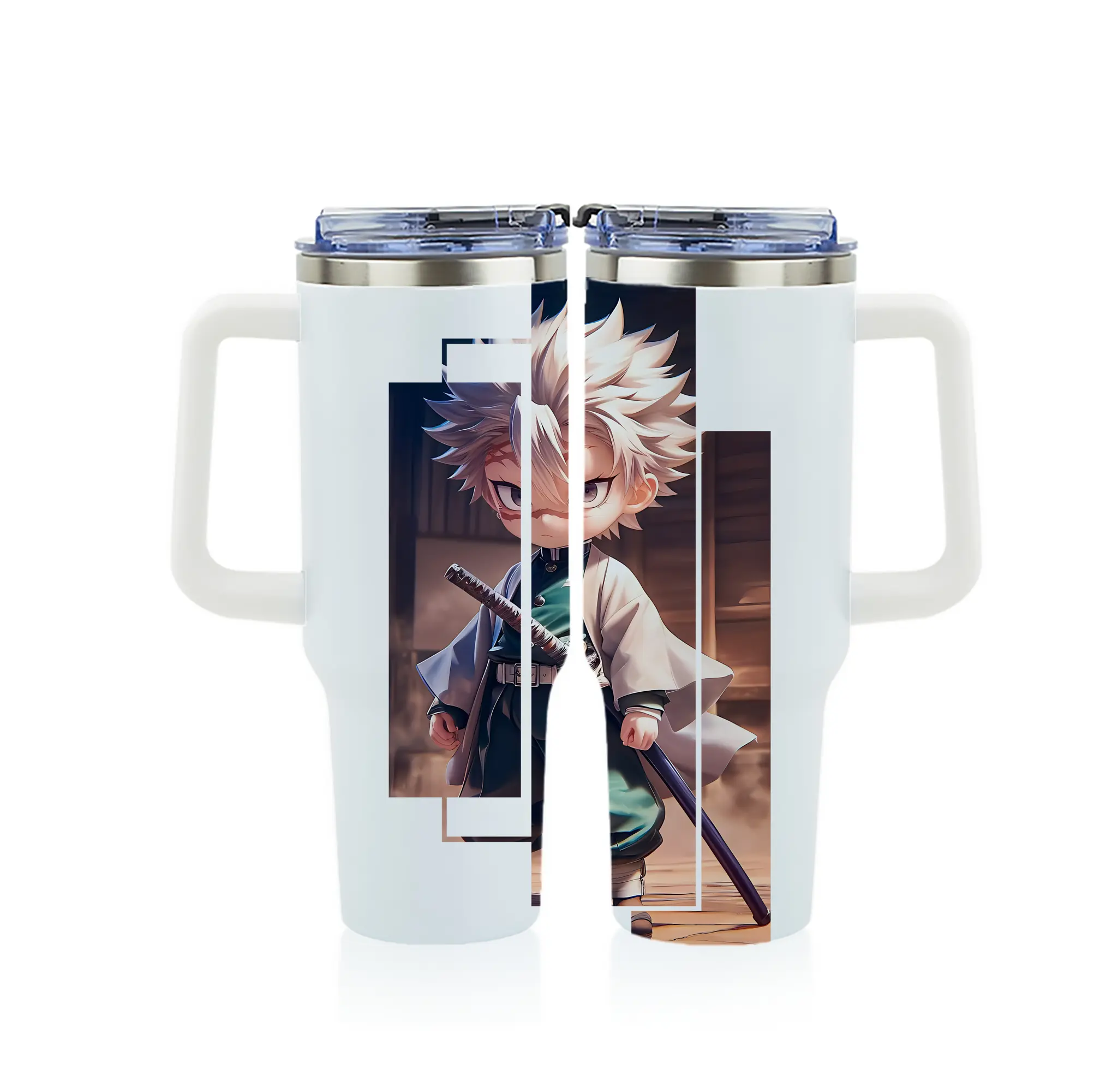 鬼滅の刃 グッズ,不死川 実弥 - 1200mL フルプリント車用タンブラー ・ 304ステンレス 内側 ・ 201ステンレス 外側 ・ 保温 保冷 ・ 通勤 ドライブ アウトドア用