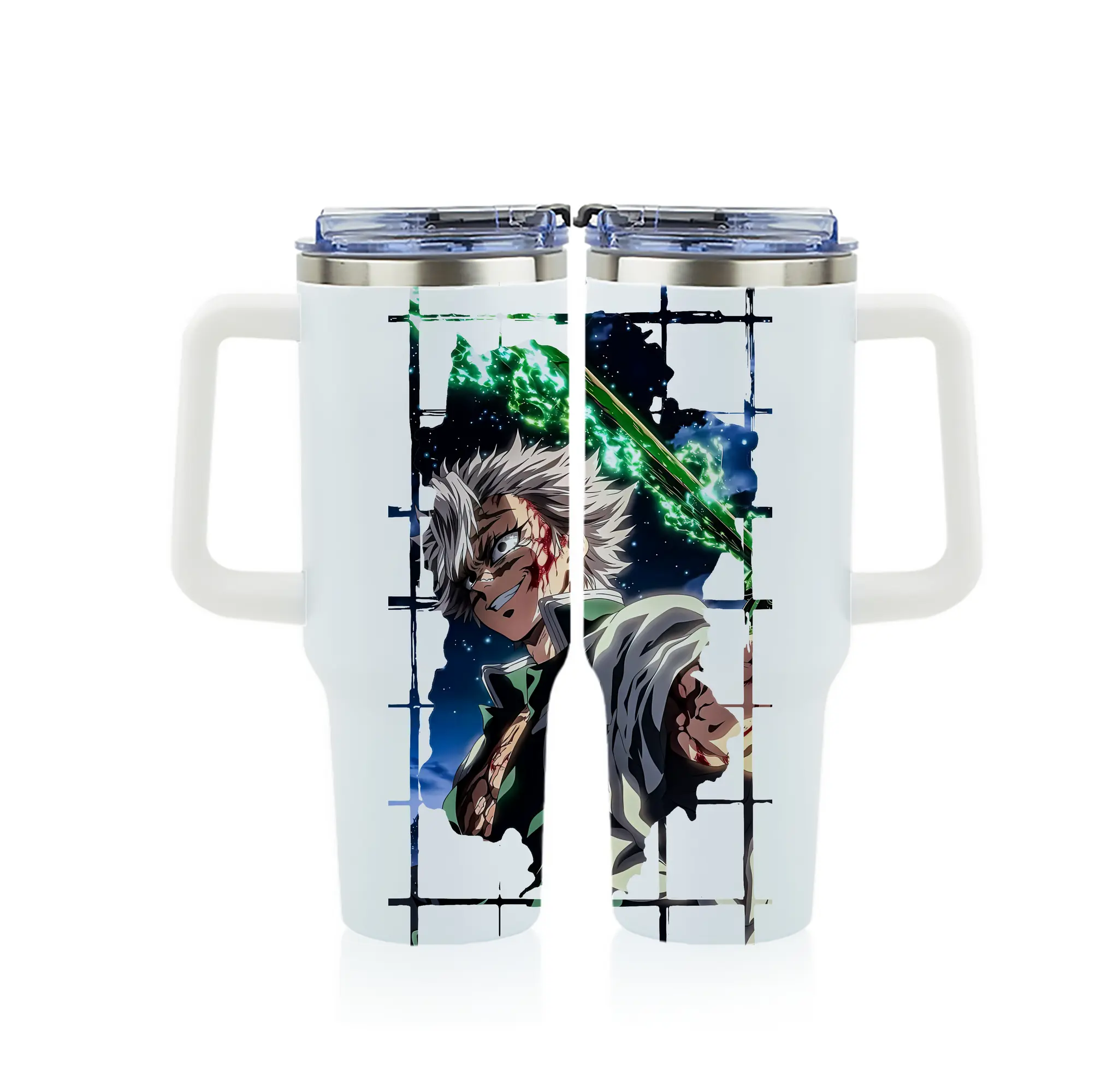 鬼滅の刃 グッズ,不死川 実弥 - 1200mL フルプリント車用タンブラー ・ 304ステンレス 内側 ・ 201ステンレス 外側 ・ 保温 保冷 ・ 通勤 ドライブ アウトドア用