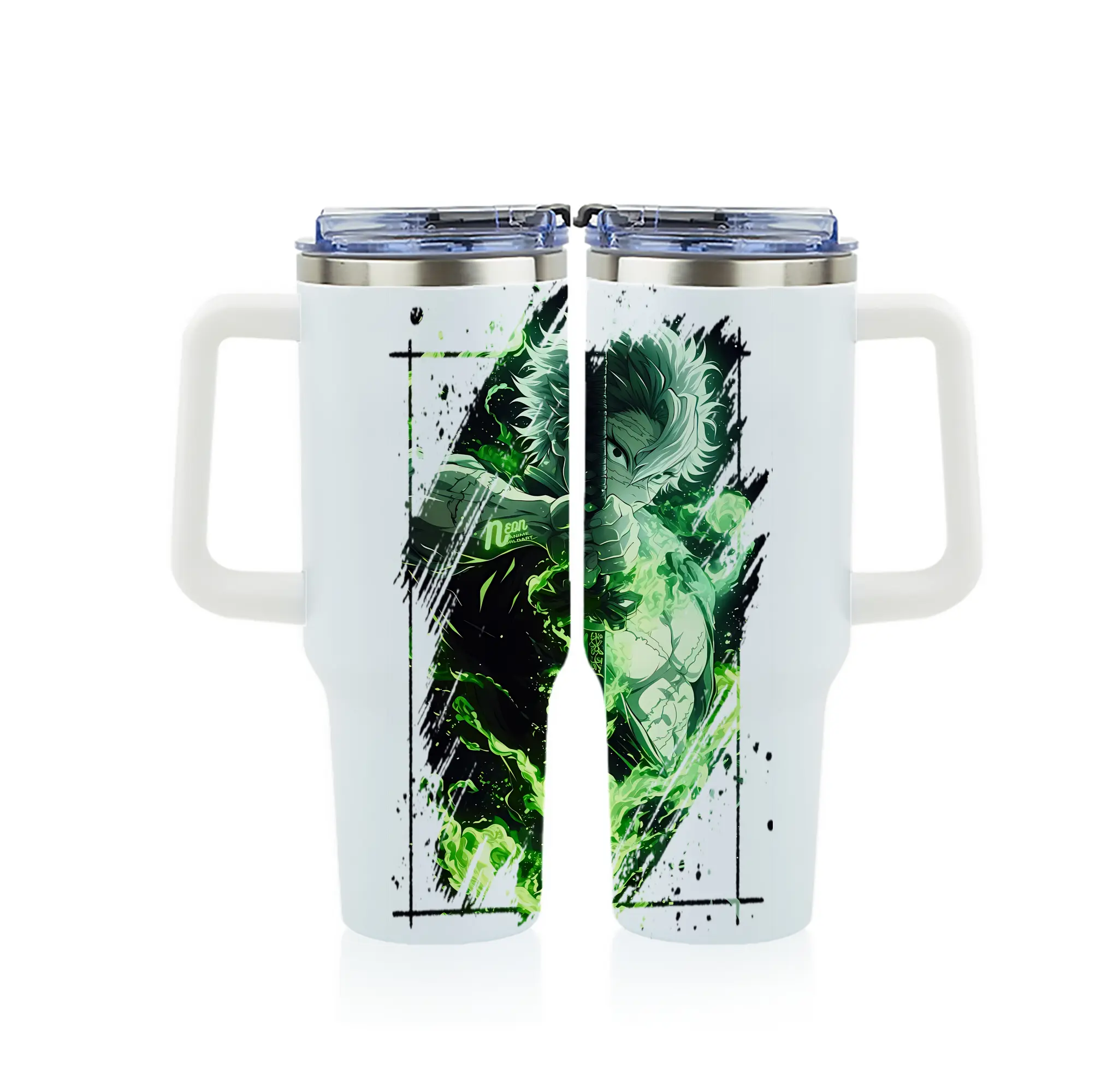 鬼滅の刃 グッズ,不死川 実弥 - 1200mL フルプリント車用タンブラー ・ 304ステンレス 内側 ・ 201ステンレス 外側 ・ 保温 保冷 ・ 通勤 ドライブ アウトドア用