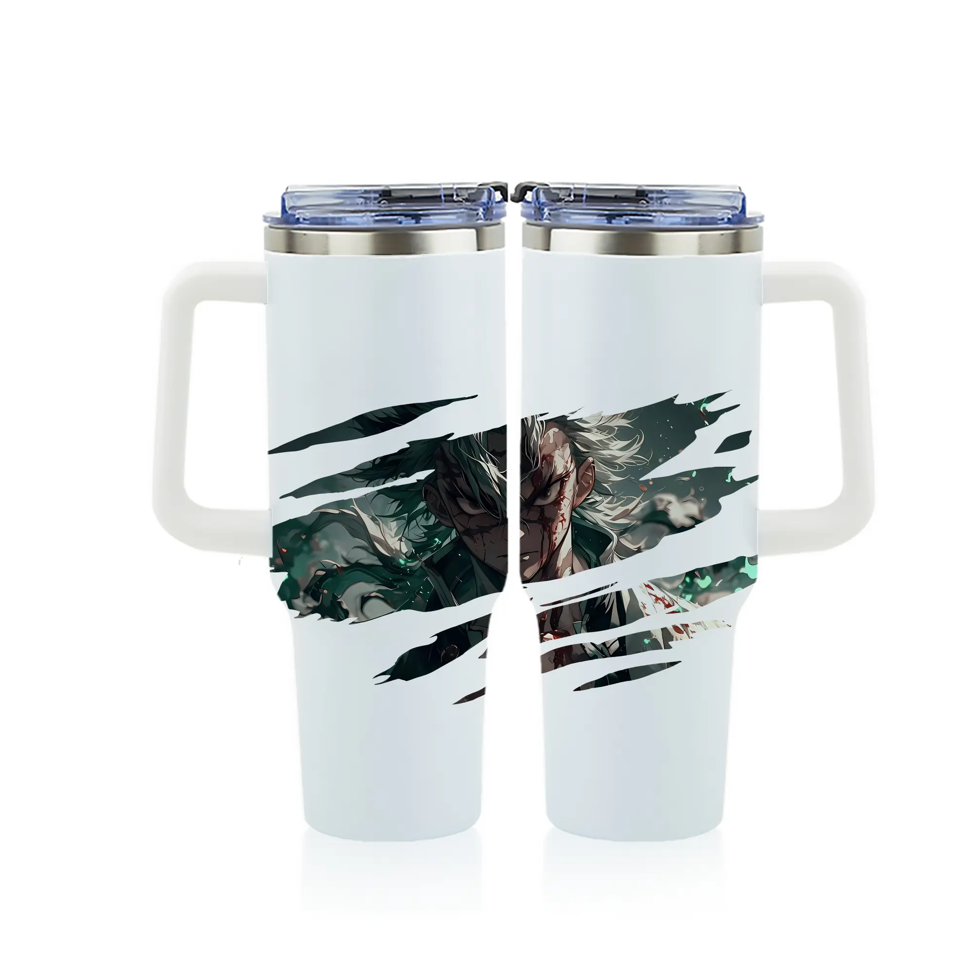 鬼滅の刃 グッズ,不死川 実弥 - 1200mL フルプリント車用タンブラー ・ 304ステンレス 内側 ・ 201ステンレス 外側 ・ 保温 保冷 ・ 通勤 ドライブ アウトドア用