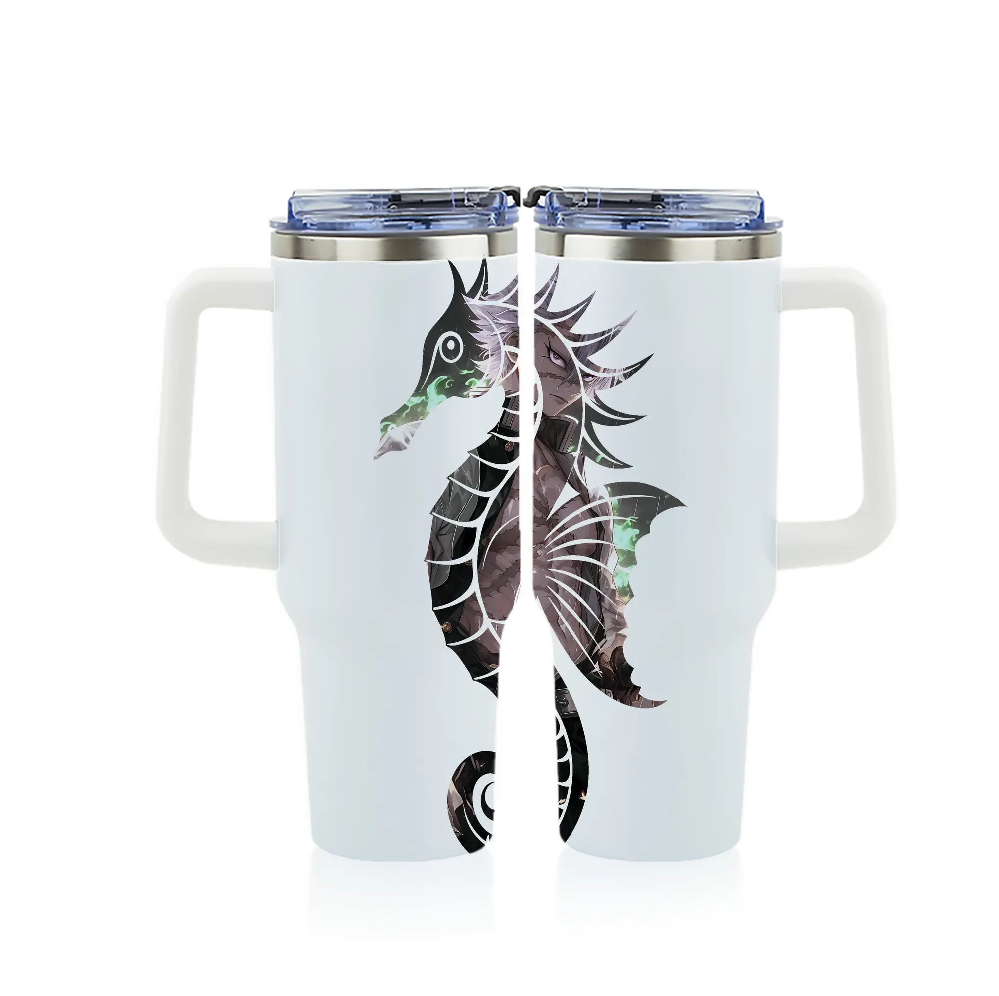 鬼滅の刃 グッズ,不死川 実弥 - 1200mL フルプリント車用タンブラー ・ 304ステンレス 内側 ・ 201ステンレス 外側 ・ 保温 保冷 ・ 通勤 ドライブ アウトドア用