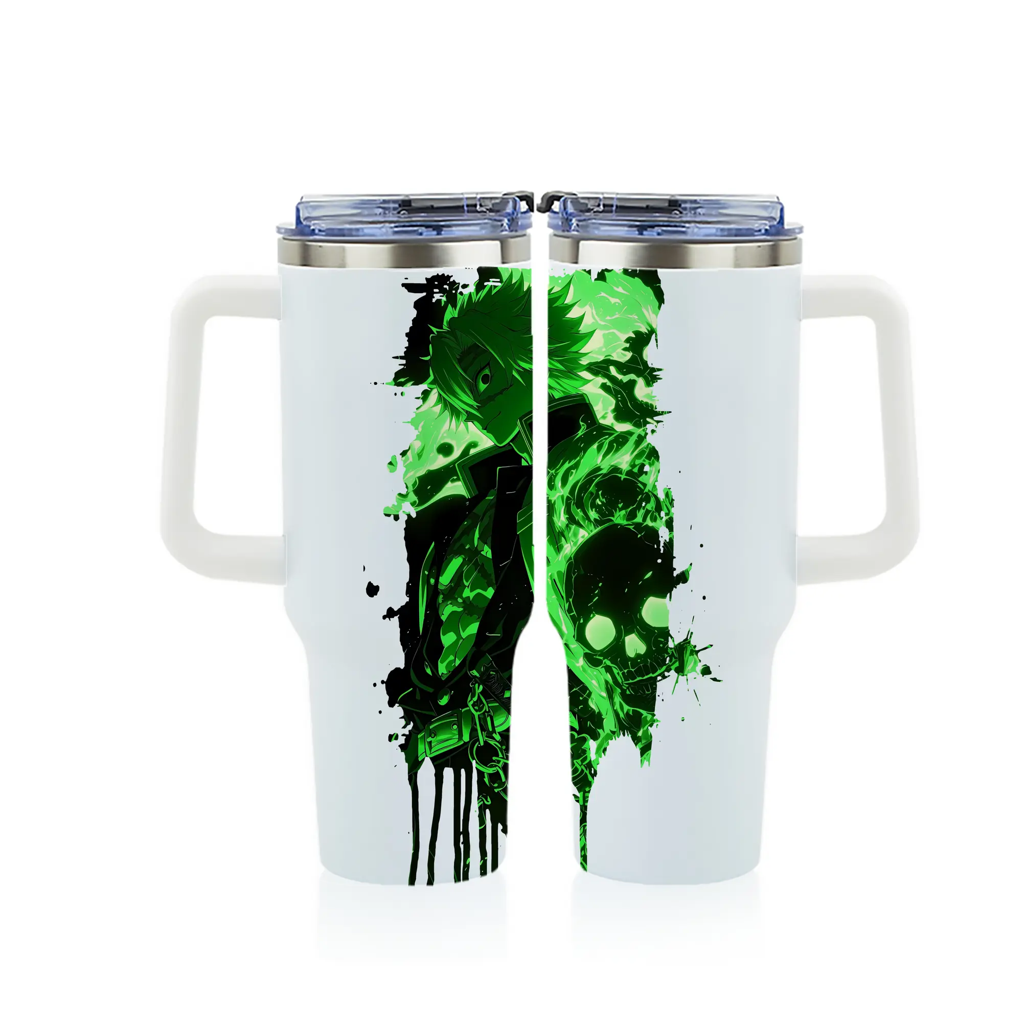 鬼滅の刃 グッズ,不死川 実弥 - 1200mL フルプリント車用タンブラー ・ 304ステンレス 内側 ・ 201ステンレス 外側 ・ 保温 保冷 ・ 通勤 ドライブ アウトドア用