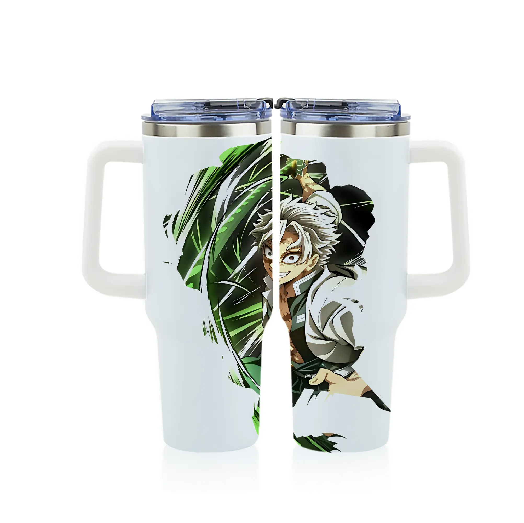 鬼滅の刃 グッズ,不死川 実弥 - 1200mL フルプリント車用タンブラー ・ 304ステンレス 内側 ・ 201ステンレス 外側 ・ 保温 保冷 ・ 通勤 ドライブ アウトドア用