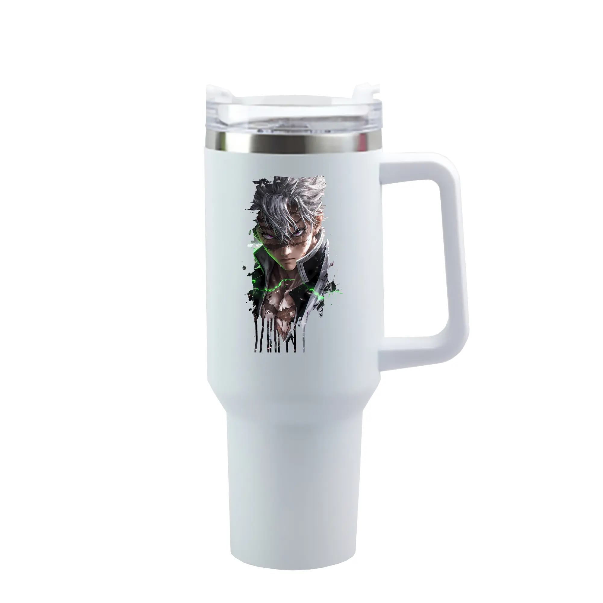 鬼滅の刃 グッズ,不死川 実弥 - 1200mL 車用タンブラー ・ クリスタルステッカー ・ 304ステンレス 内側 ・ 201ステンレス 外側 ・ 保温 保冷 ・ ハンドル＆ストロー付き ・ 通勤 ドライブ アウトドア用