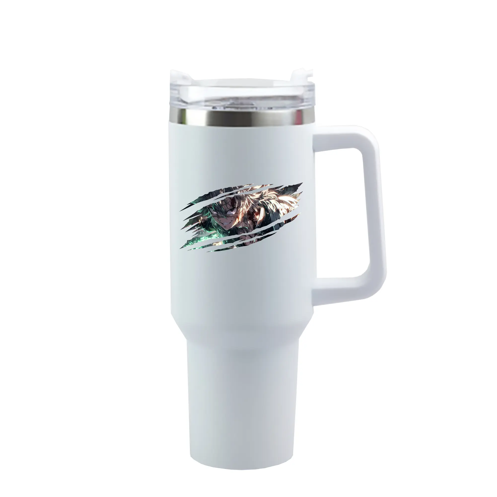 鬼滅の刃 グッズ,不死川 実弥 - 1200mL 車用タンブラー ・ クリスタルステッカー ・ 304ステンレス 内側 ・ 201ステンレス 外側 ・ 保温 保冷 ・ ハンドル＆ストロー付き ・ 通勤 ドライブ アウトドア用