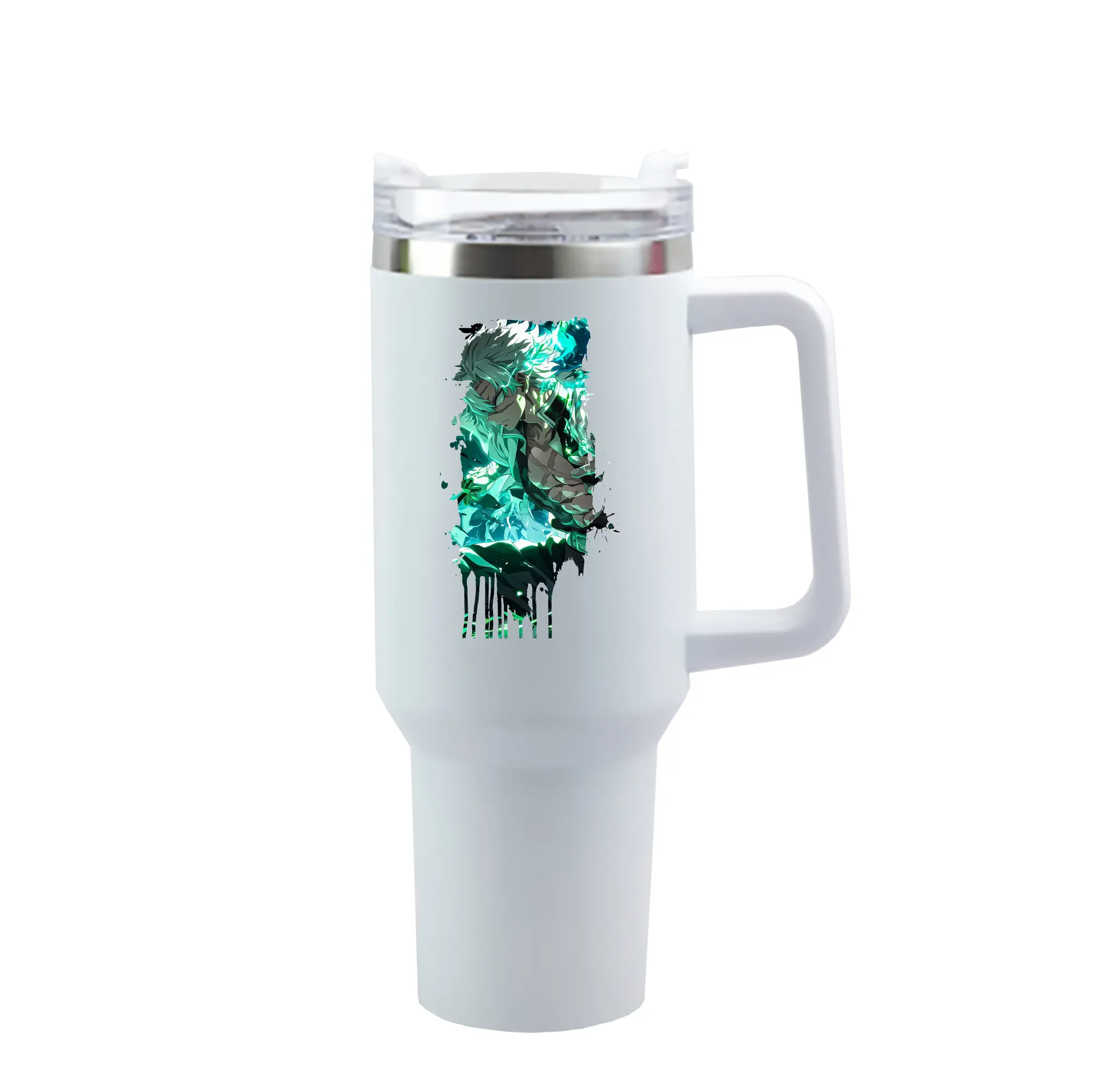 鬼滅の刃 グッズ,不死川 実弥 - 1200mL 車用タンブラー ・ クリスタルステッカー ・ 304ステンレス 内側 ・ 201ステンレス 外側 ・ 保温 保冷 ・ ハンドル＆ストロー付き ・ 通勤 ドライブ アウトドア用