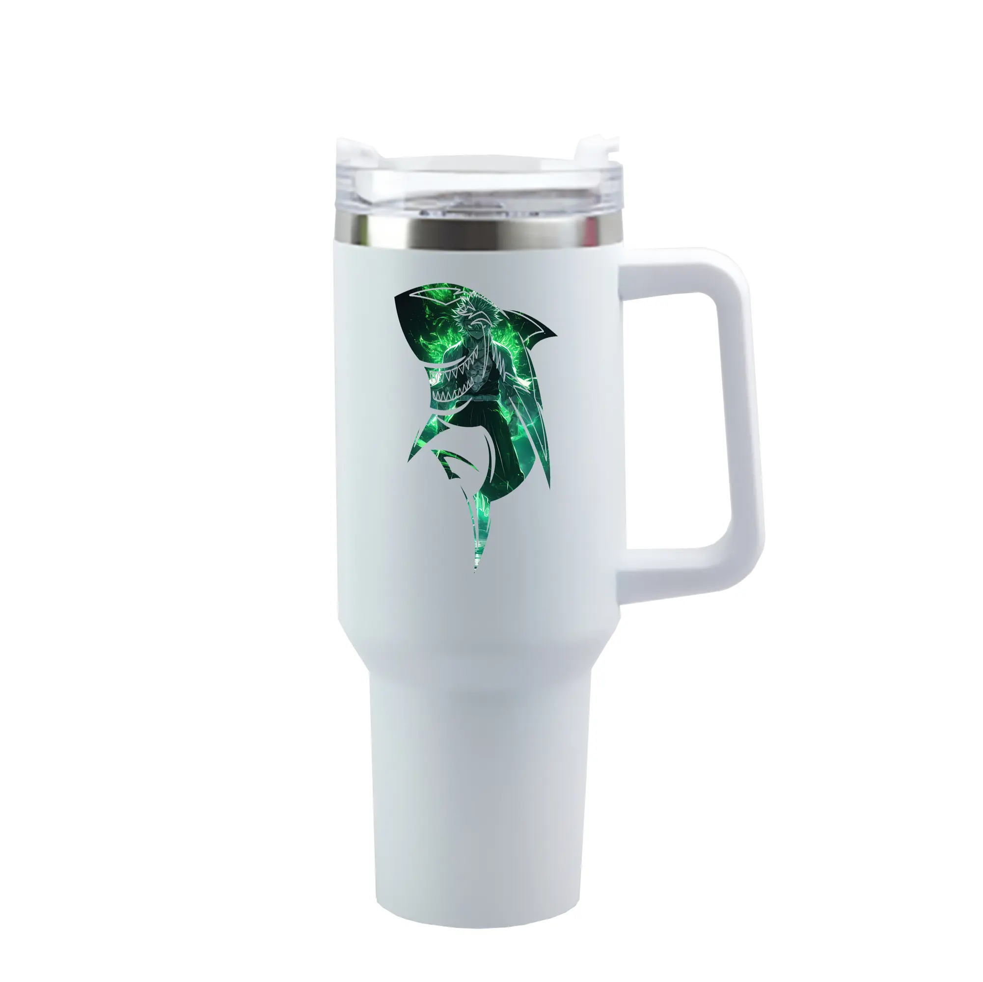 鬼滅の刃 グッズ,不死川 実弥 - 1200mL 車用タンブラー ・ クリスタルステッカー ・ 304ステンレス 内側 ・ 201ステンレス 外側 ・ 保温 保冷 ・ ハンドル＆ストロー付き ・ 通勤 ドライブ アウトドア用