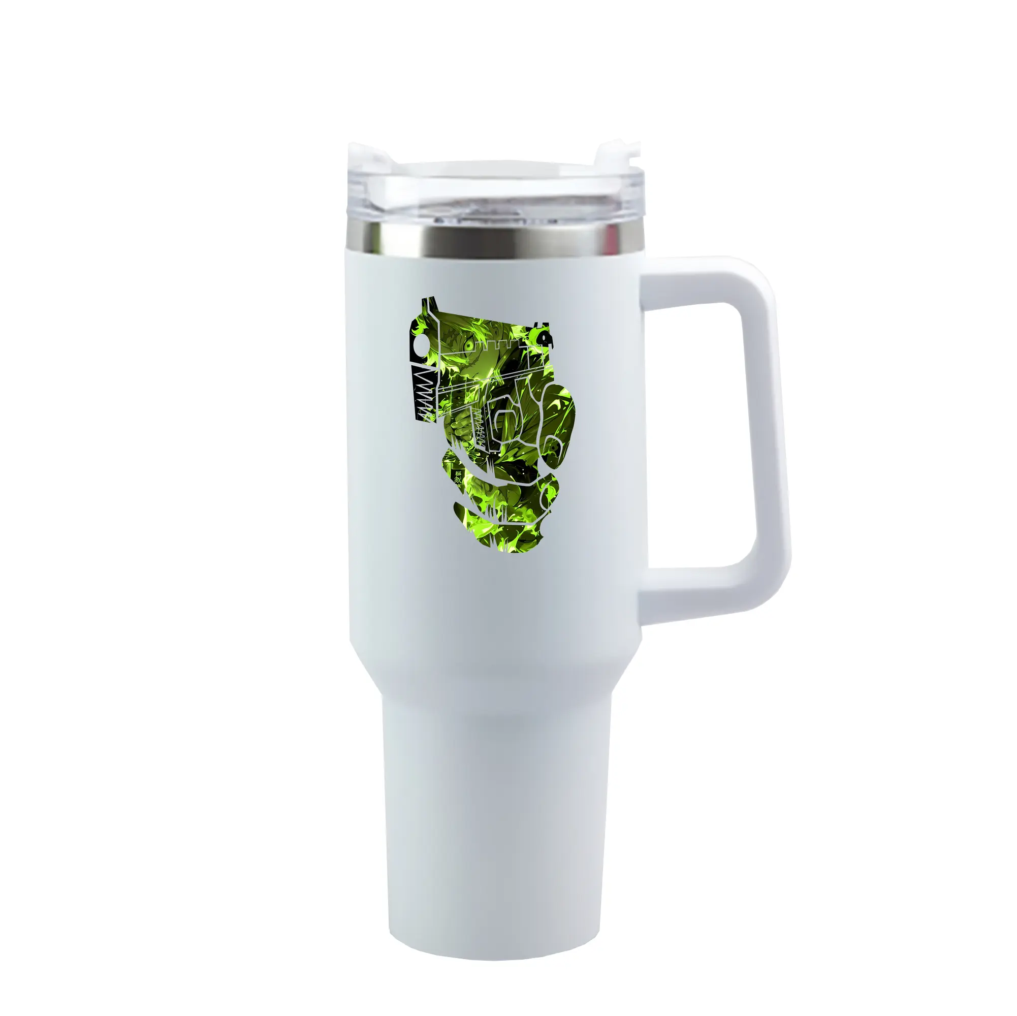 鬼滅の刃 グッズ,不死川 実弥 - 1200mL 車用タンブラー ・ クリスタルステッカー ・ 304ステンレス 内側 ・ 201ステンレス 外側 ・ 保温 保冷 ・ ハンドル＆ストロー付き ・ 通勤 ドライブ アウトドア用