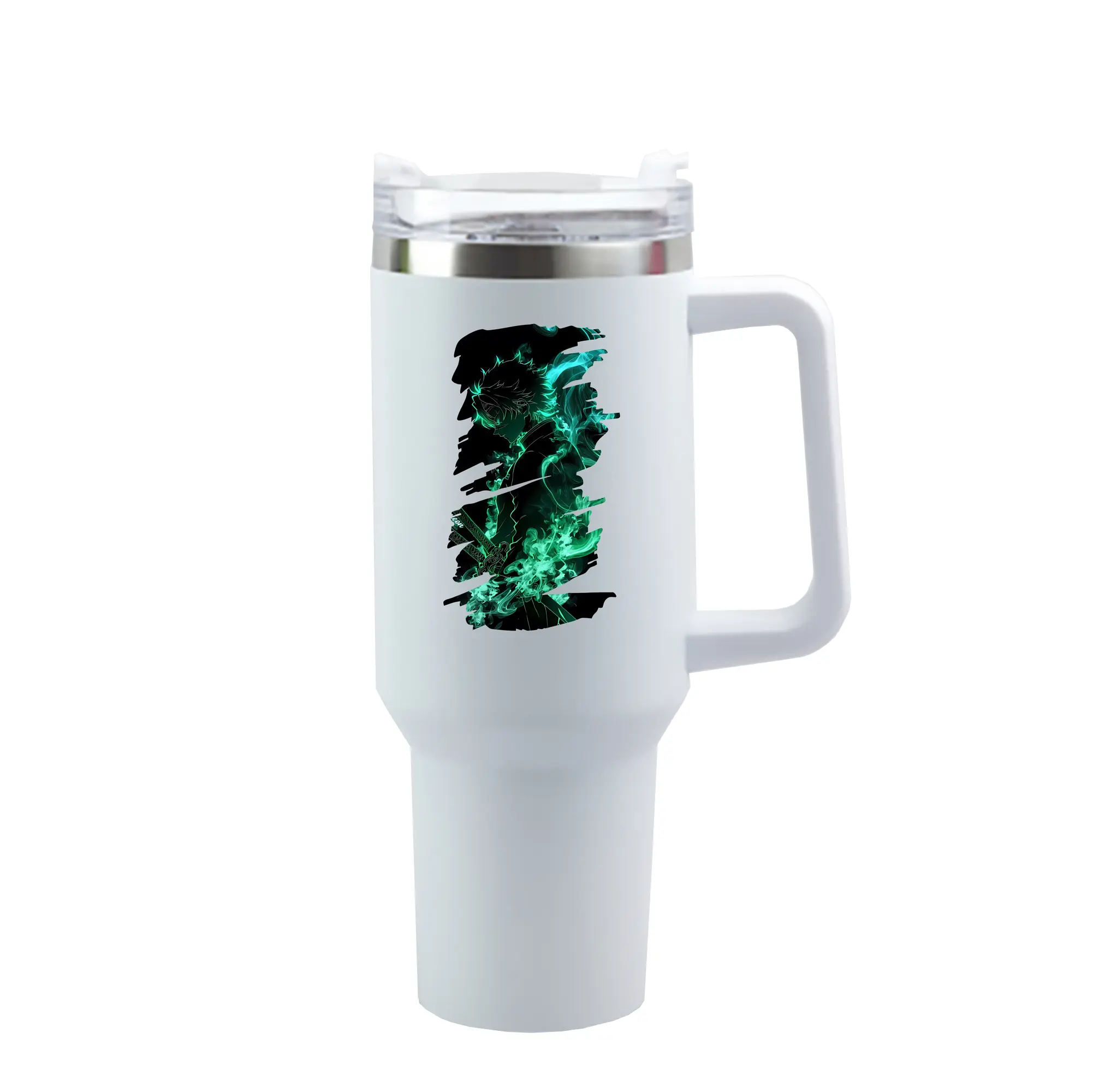 鬼滅の刃 グッズ,不死川 実弥 - 1200mL 車用タンブラー ・ クリスタルステッカー ・ 304ステンレス 内側 ・ 201ステンレス 外側 ・ 保温 保冷 ・ ハンドル＆ストロー付き ・ 通勤 ドライブ アウトドア用