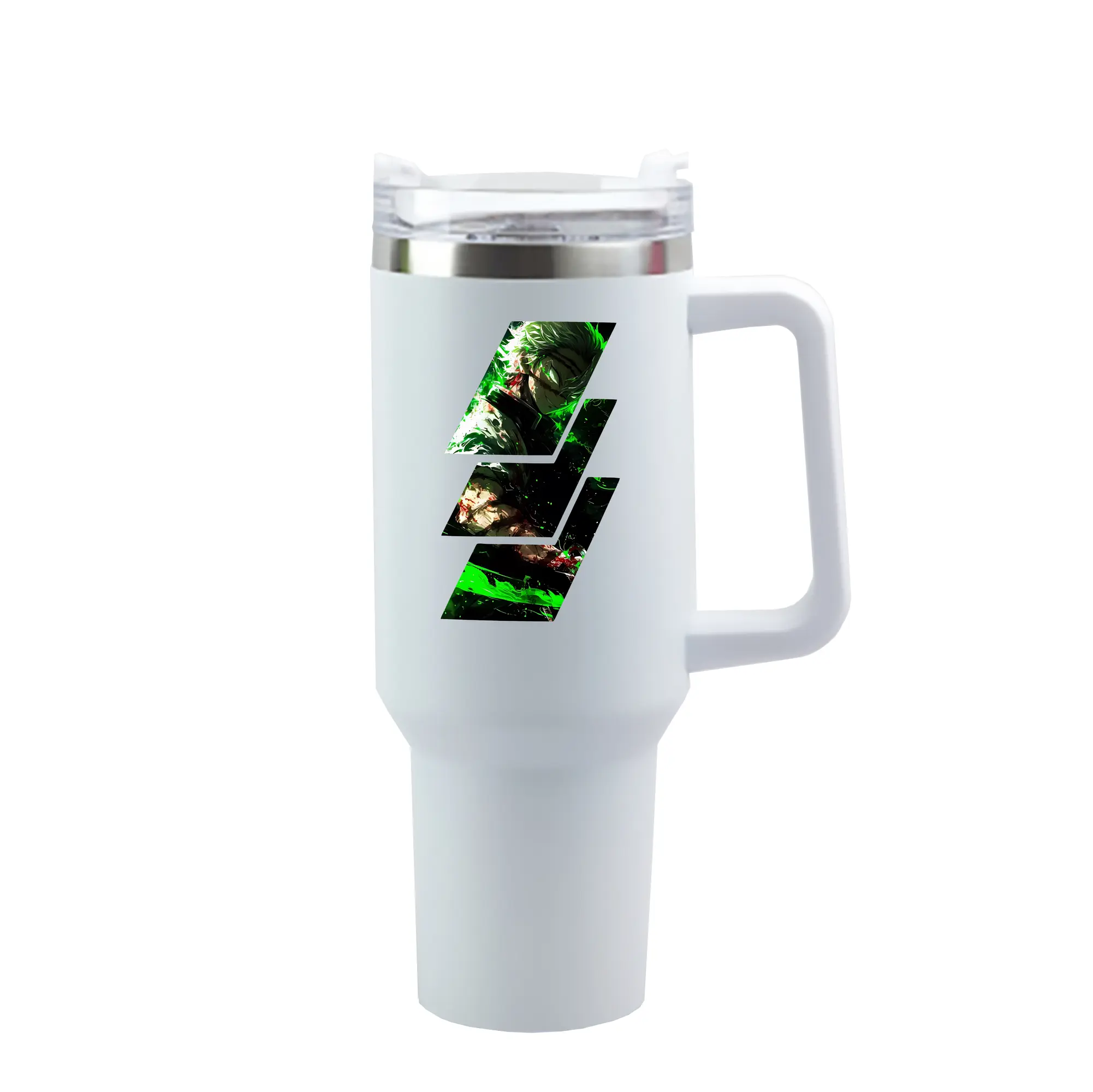 鬼滅の刃 グッズ,不死川 実弥 - 1200mL 車用タンブラー ・ クリスタルステッカー ・ 304ステンレス 内側 ・ 201ステンレス 外側 ・ 保温 保冷 ・ ハンドル＆ストロー付き ・ 通勤 ドライブ アウトドア用