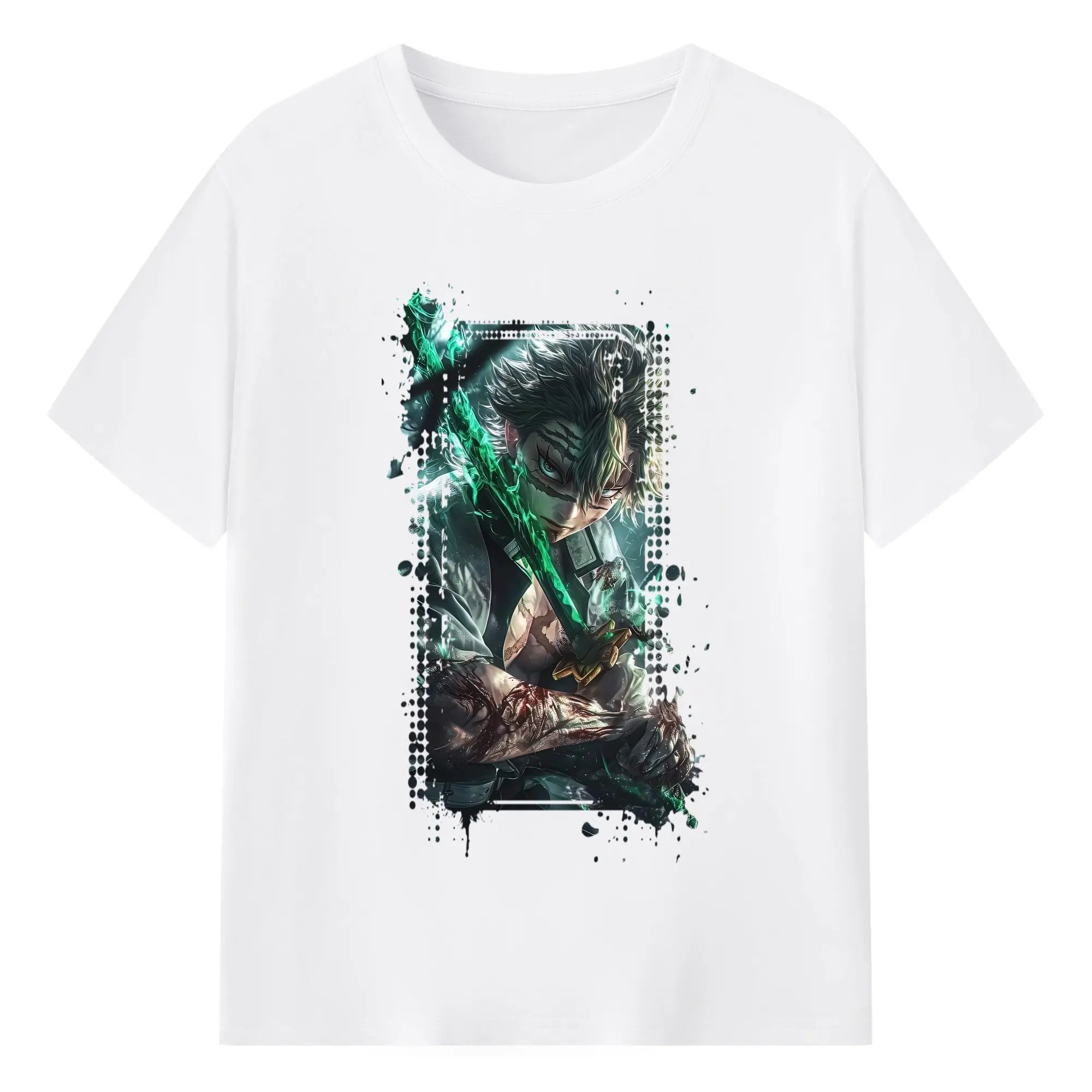 鬼滅の刃 グッズ,不死川 実弥 - 綿100％ 半袖Tシャツ ・ フロントプリント ・ 快適 通気性 ・ 日常使い 散歩 スポーツ用