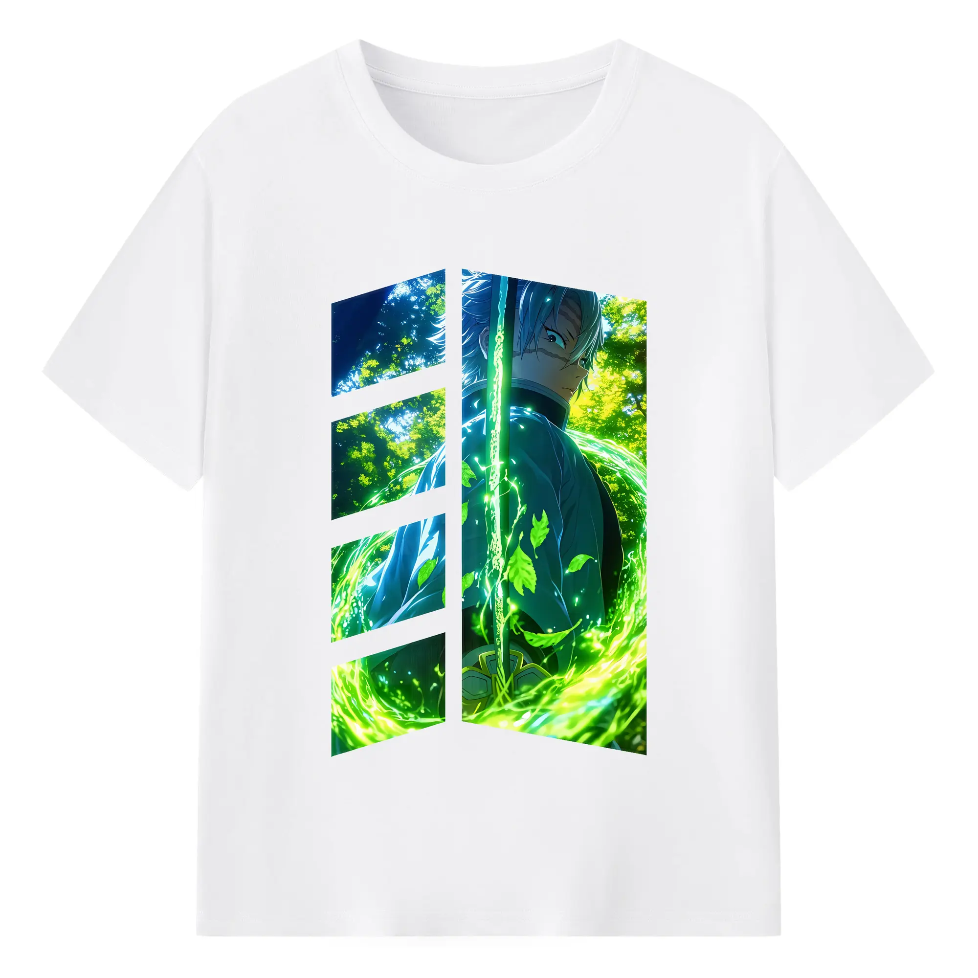 鬼滅の刃 グッズ,不死川 実弥 - 綿100％ 半袖Tシャツ ・ フロントプリント ・ 快適 通気性 ・ 日常使い 散歩 スポーツ用