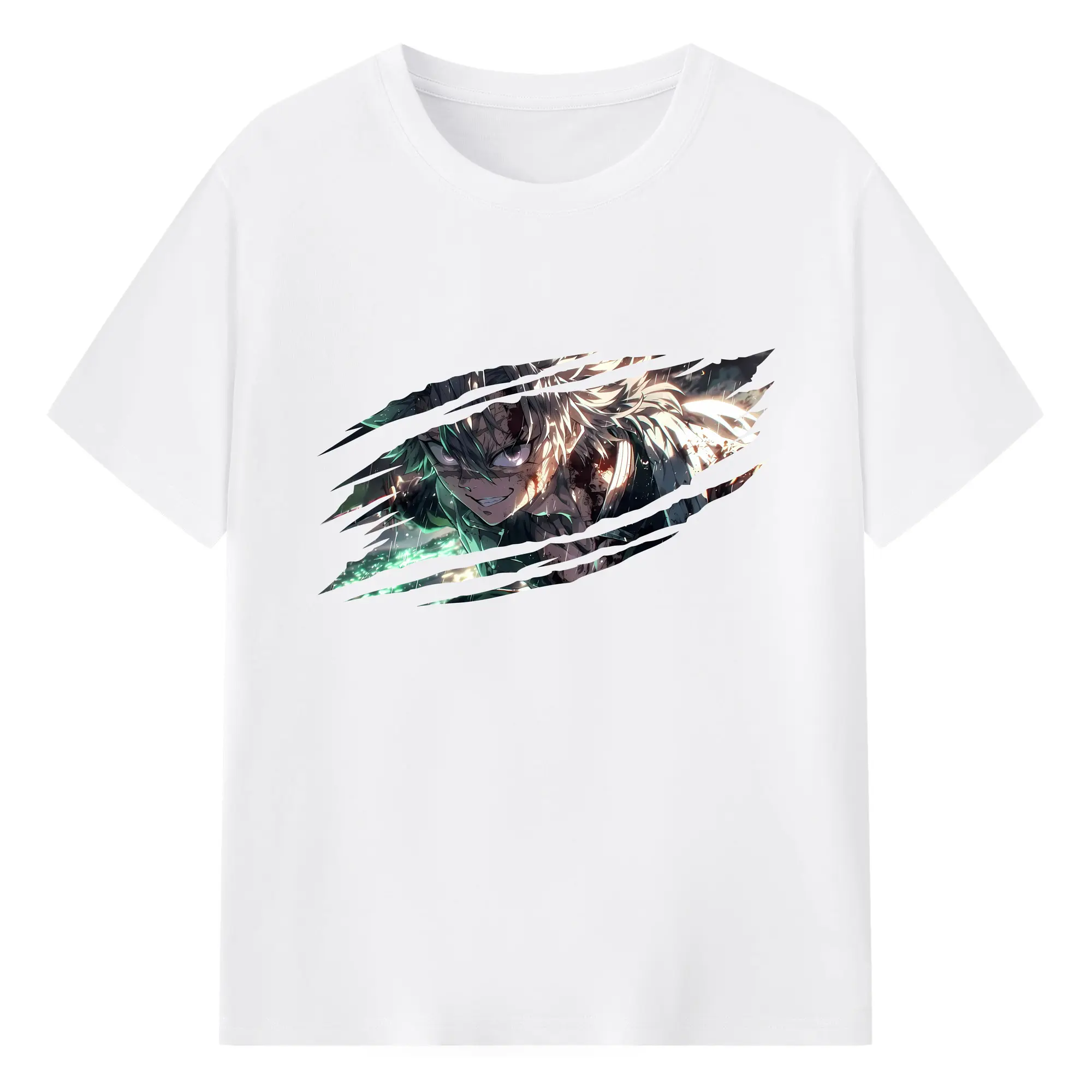 鬼滅の刃 グッズ,不死川 実弥 - 綿100％ 半袖Tシャツ ・ フロントプリント ・ 快適 通気性 ・ 日常使い 散歩 スポーツ用