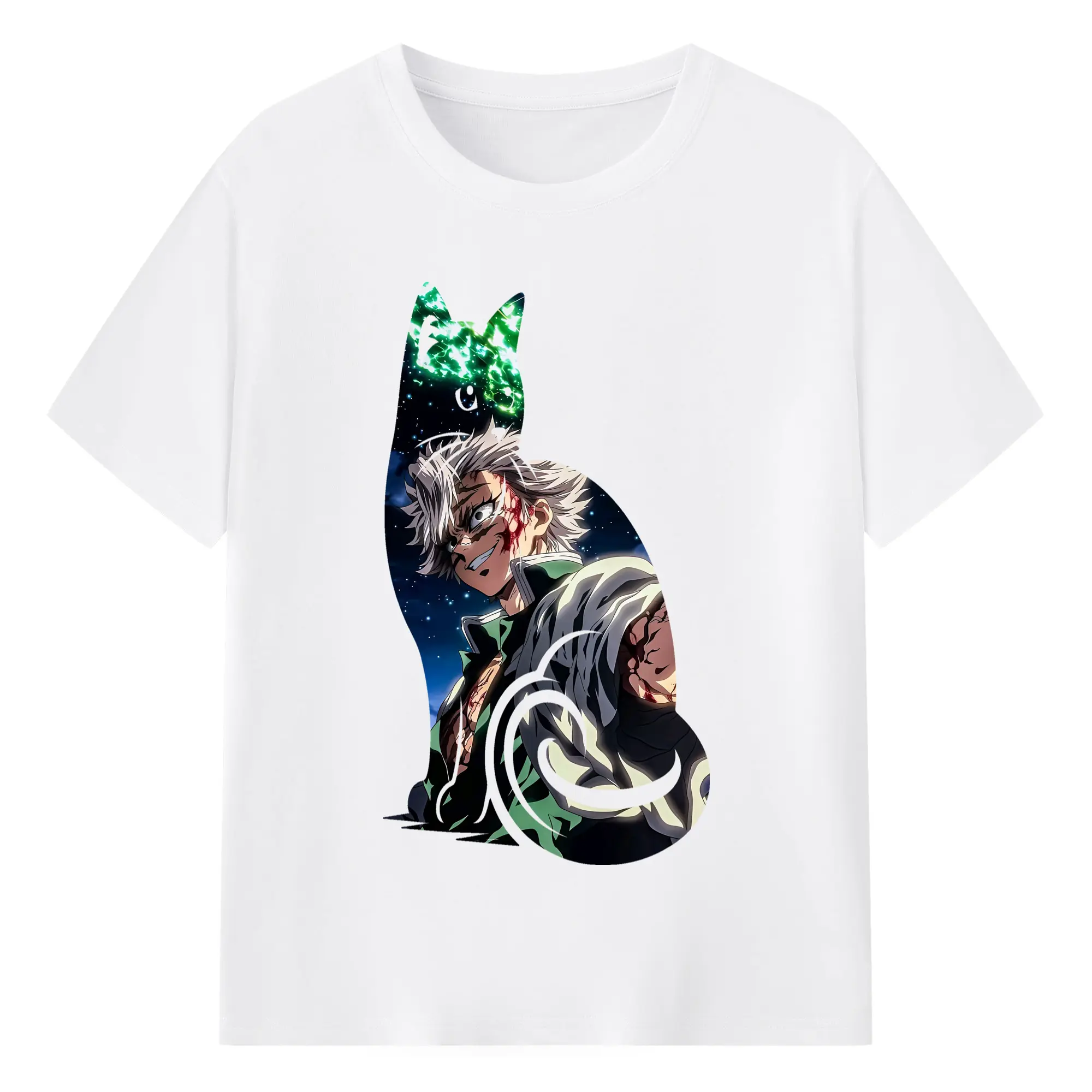 鬼滅の刃 グッズ,不死川 実弥 - 綿100％ 半袖Tシャツ ・ フロントプリント ・ 快適 通気性 ・ 日常使い 散歩 スポーツ用