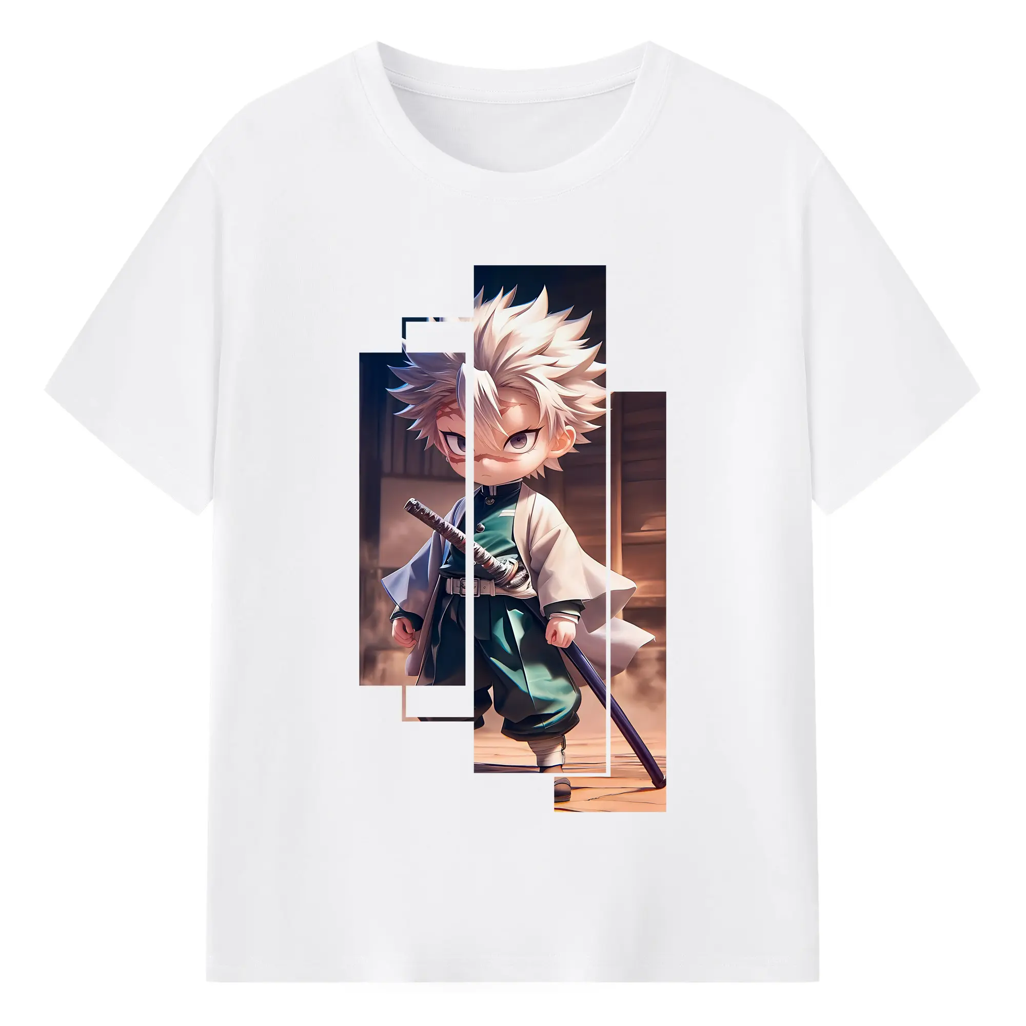 鬼滅の刃 グッズ,不死川 実弥 - 綿100％ 半袖Tシャツ ・ フロントプリント ・ 快適 通気性 ・ 日常使い 散歩 スポーツ用