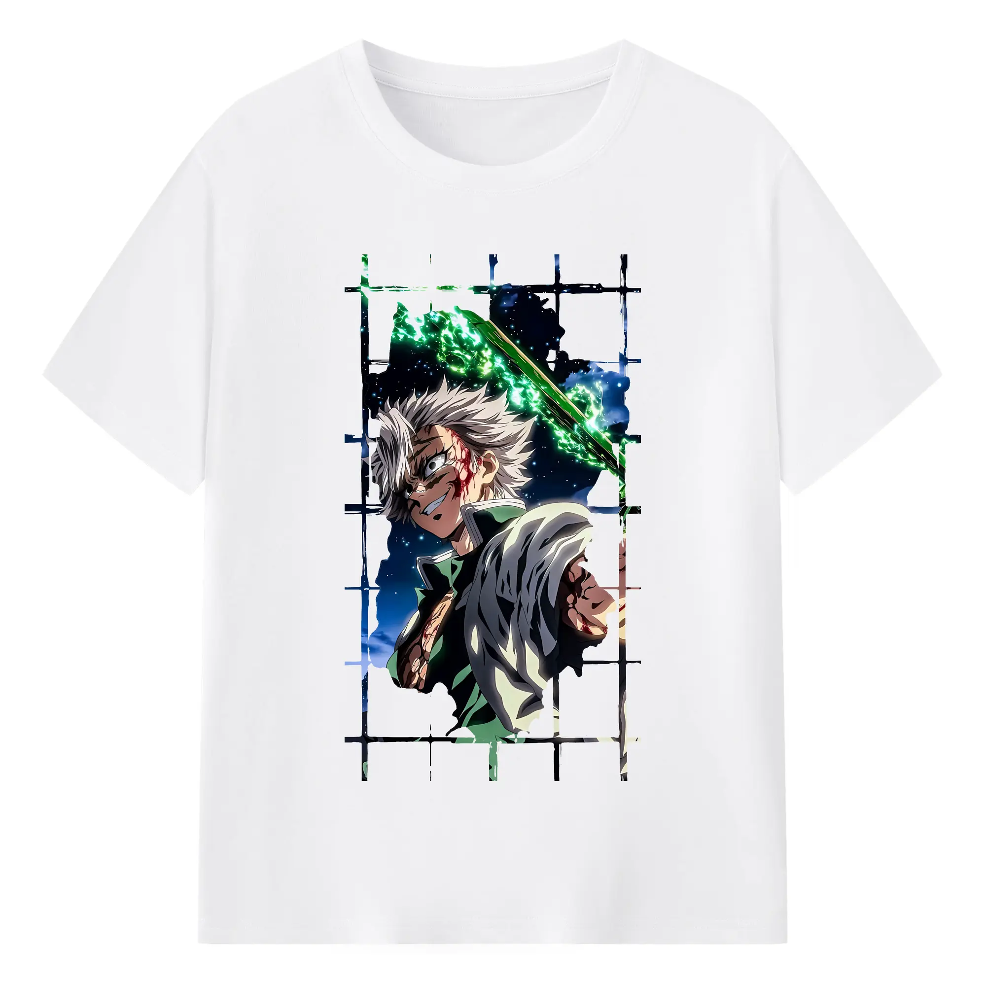 鬼滅の刃 グッズ,不死川 実弥 - 綿100％ 半袖Tシャツ ・ フロントプリント ・ 快適 通気性 ・ 日常使い 散歩 スポーツ用