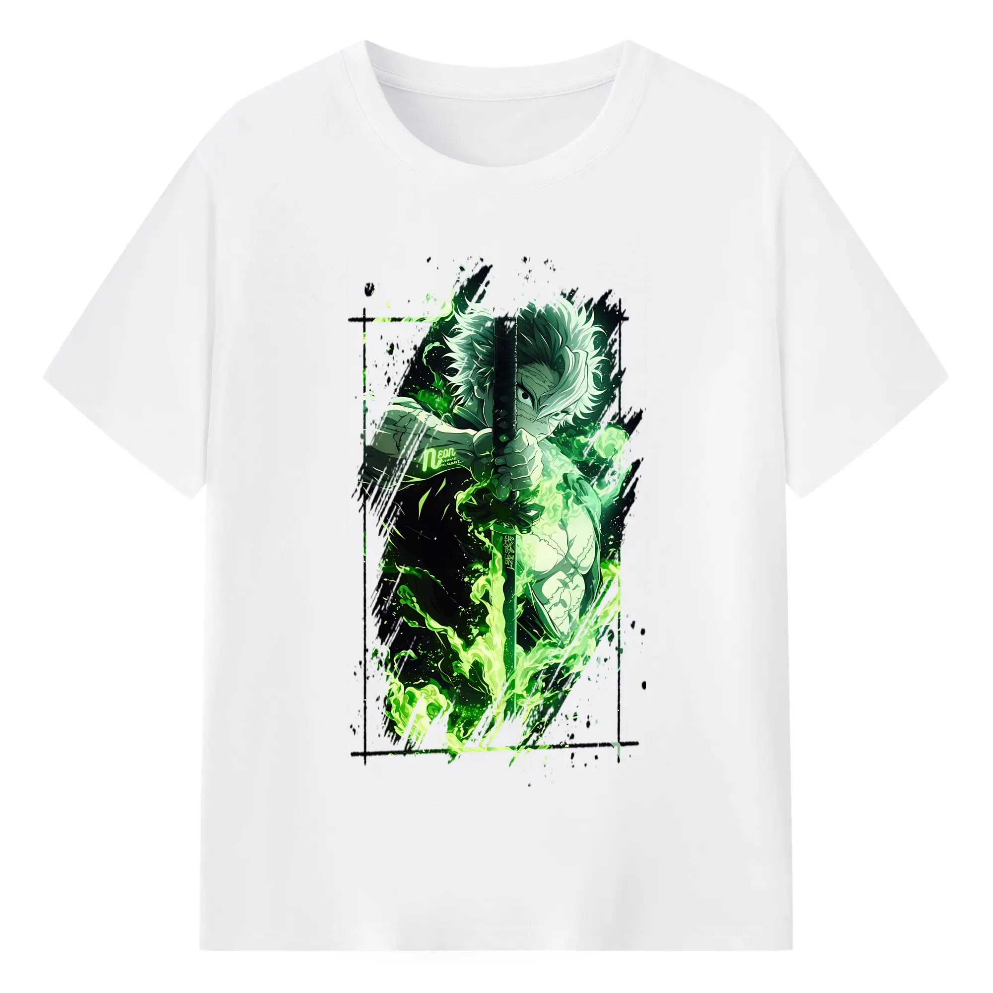 鬼滅の刃 グッズ,不死川 実弥 - 綿100％ 半袖Tシャツ ・ フロントプリント ・ 快適 通気性 ・ 日常使い 散歩 スポーツ用