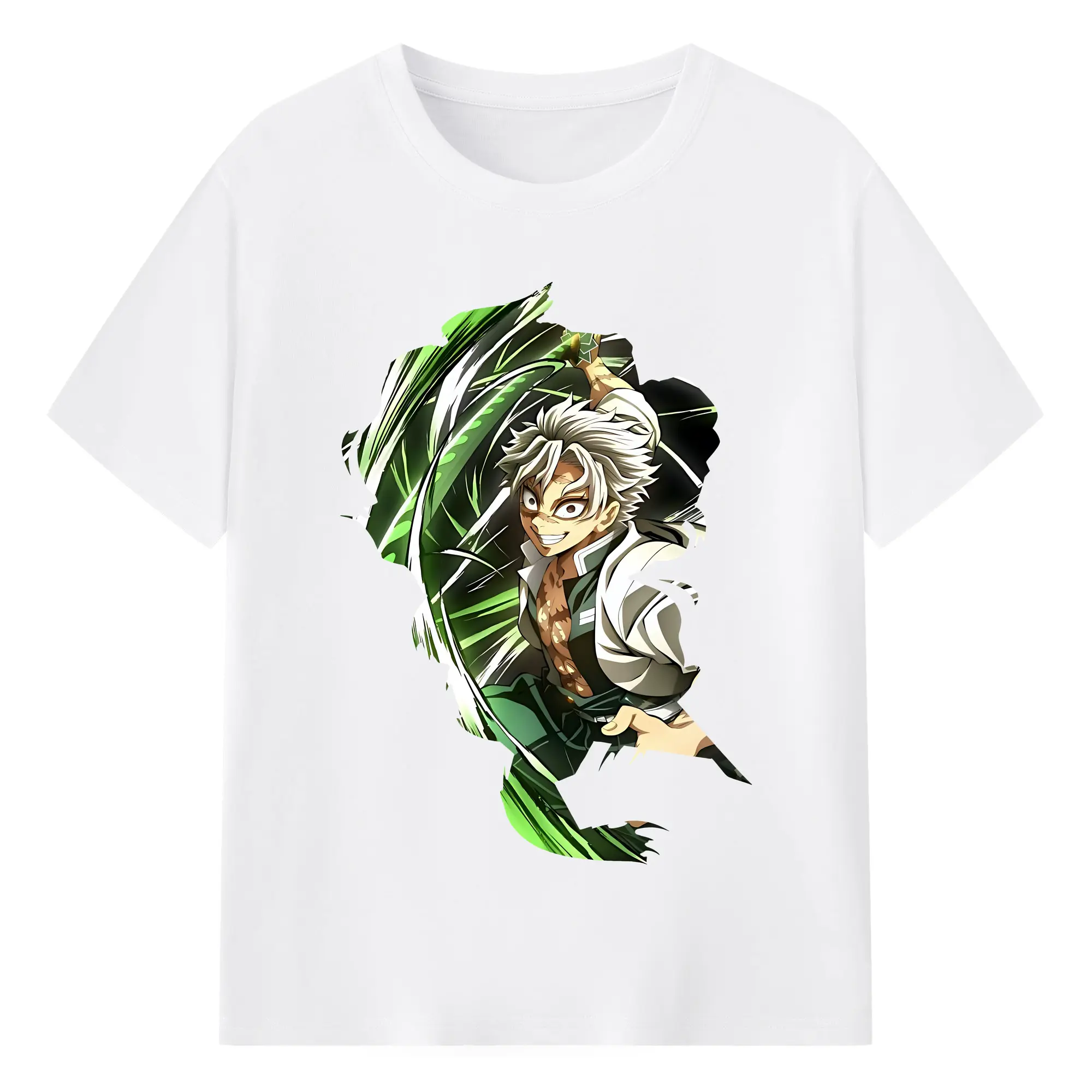 鬼滅の刃 グッズ,不死川 実弥 - 綿100％ 半袖Tシャツ ・ フロントプリント ・ 快適 通気性 ・ 日常使い 散歩 スポーツ用