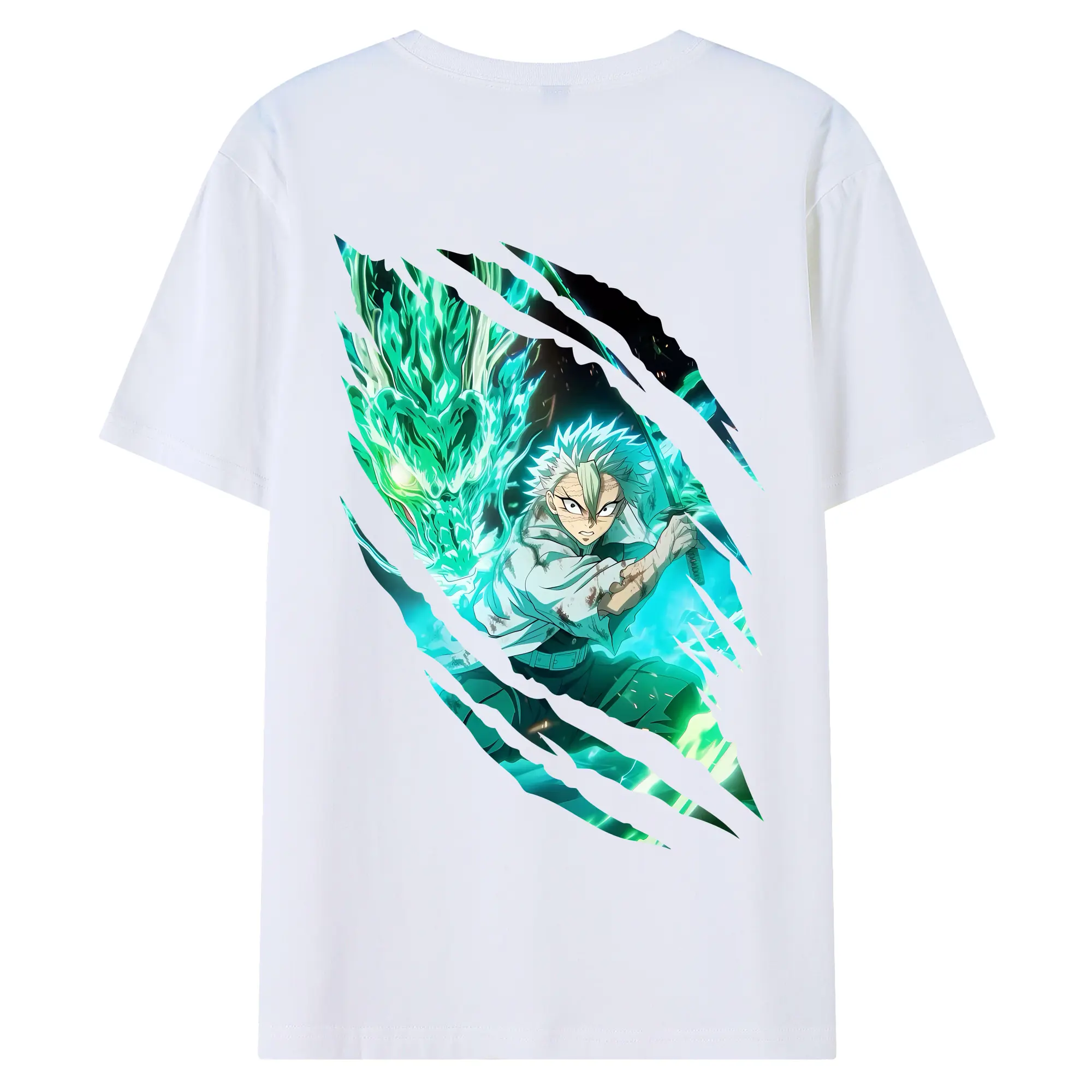 鬼滅の刃 グッズ,不死川 実弥 - 綿100％ 半袖Tシャツ ・ バックプリント ・ 快適 通気性 ・ 日常使い 散歩 スポーツ用