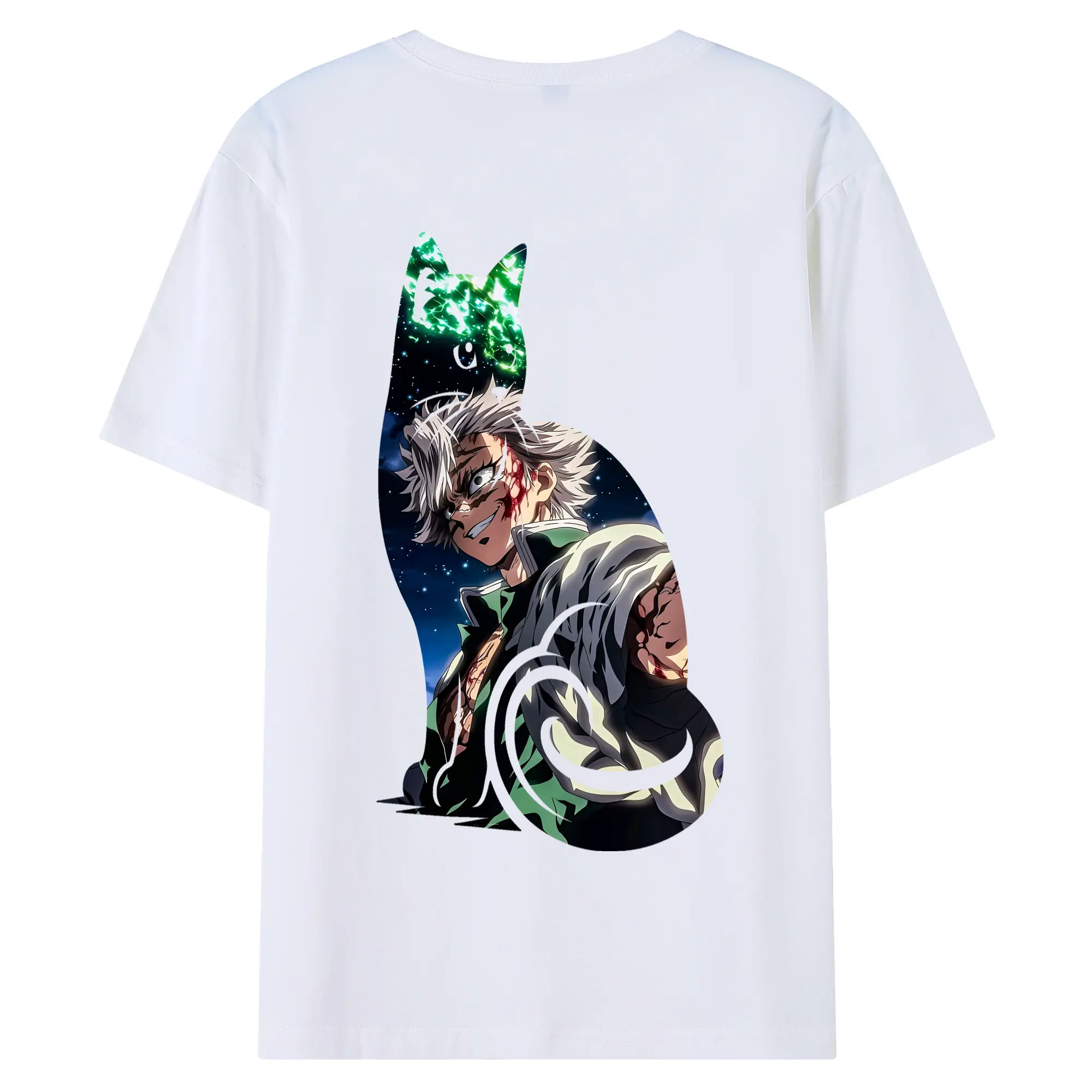 鬼滅の刃 グッズ,不死川 実弥 - 綿100％ 半袖Tシャツ ・ バックプリント ・ 快適 通気性 ・ 日常使い 散歩 スポーツ用