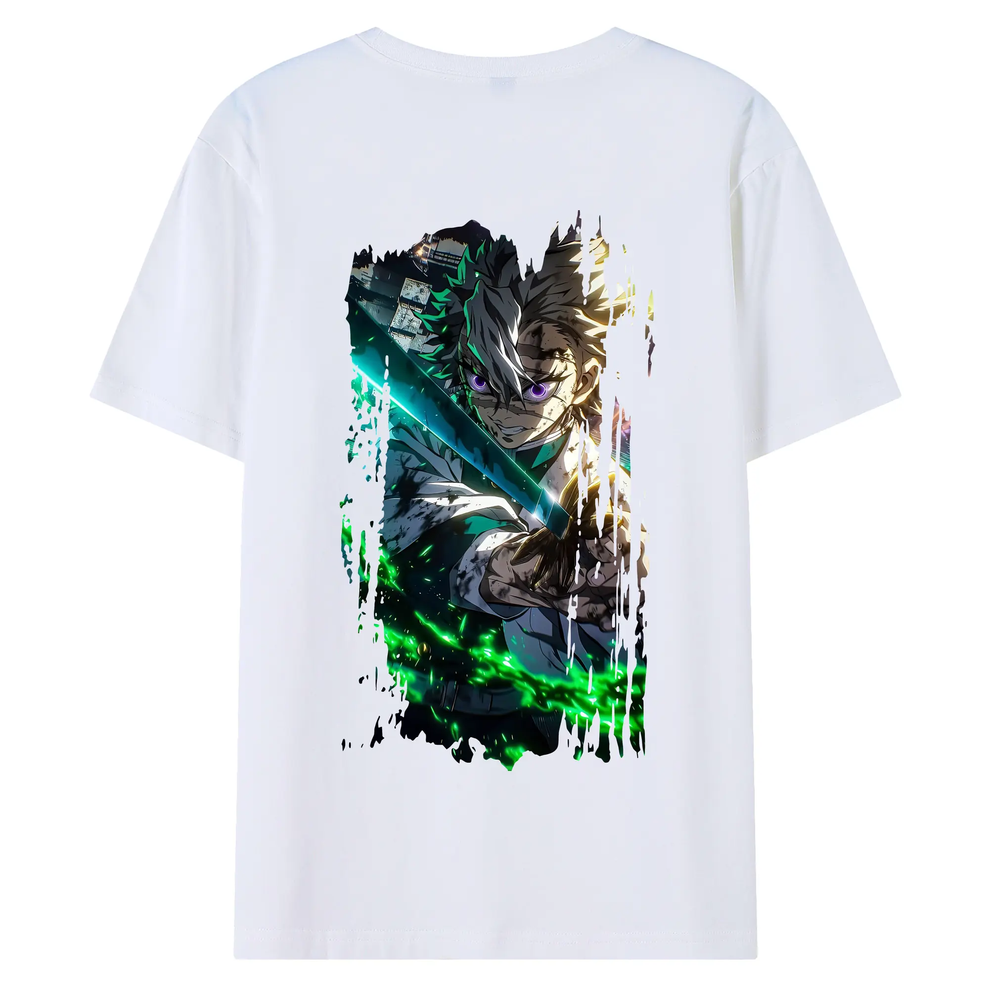 鬼滅の刃 グッズ,不死川 実弥 - 綿100％ 半袖Tシャツ ・ バックプリント ・ 快適 通気性 ・ 日常使い 散歩 スポーツ用