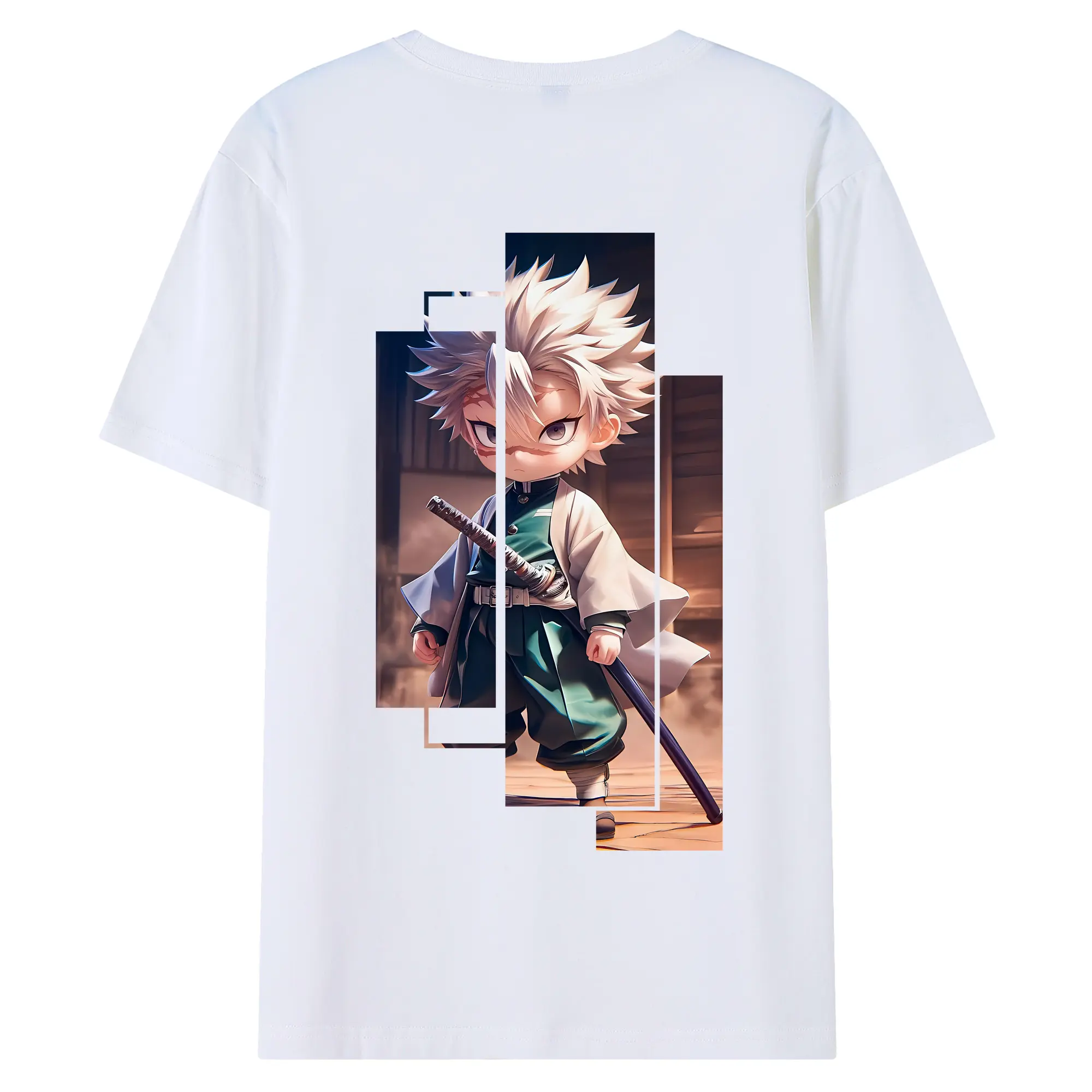 鬼滅の刃 グッズ,不死川 実弥 - 綿100％ 半袖Tシャツ ・ バックプリント ・ 快適 通気性 ・ 日常使い 散歩 スポーツ用