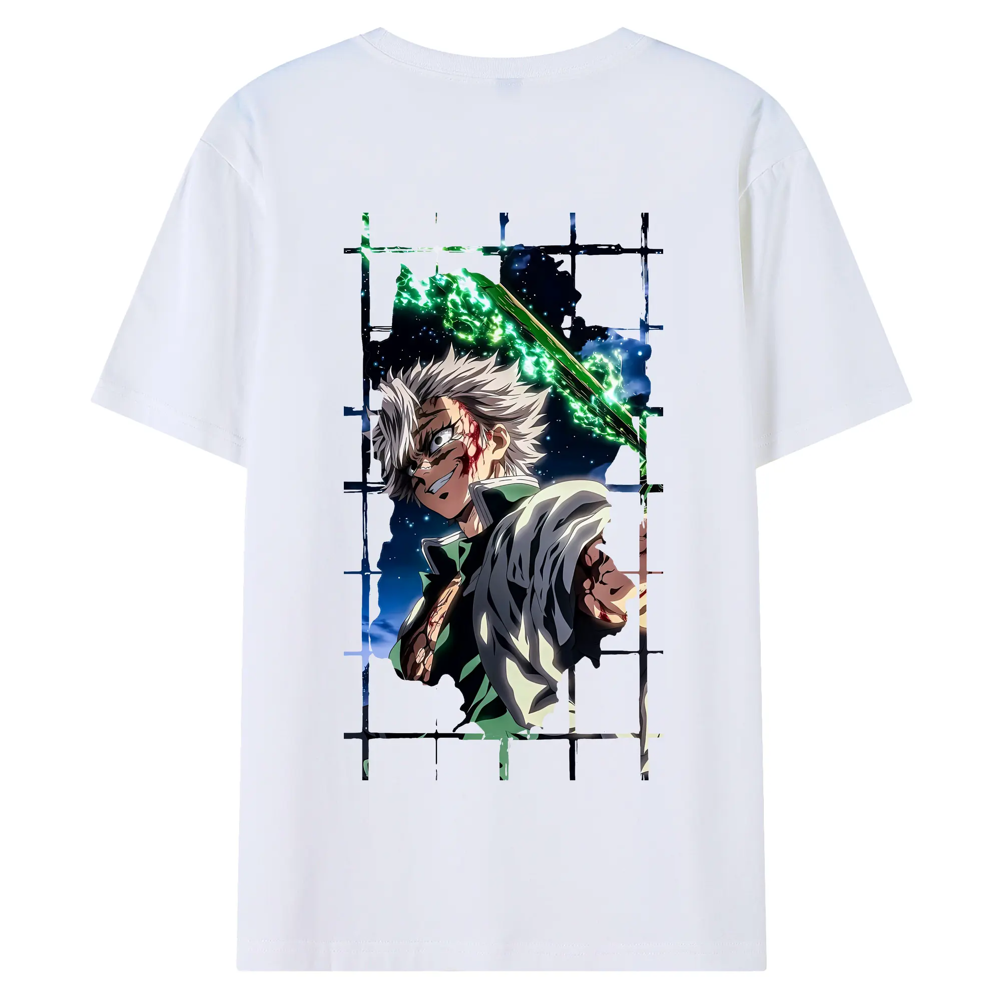 鬼滅の刃 グッズ,不死川 実弥 - 綿100％ 半袖Tシャツ ・ バックプリント ・ 快適 通気性 ・ 日常使い 散歩 スポーツ用