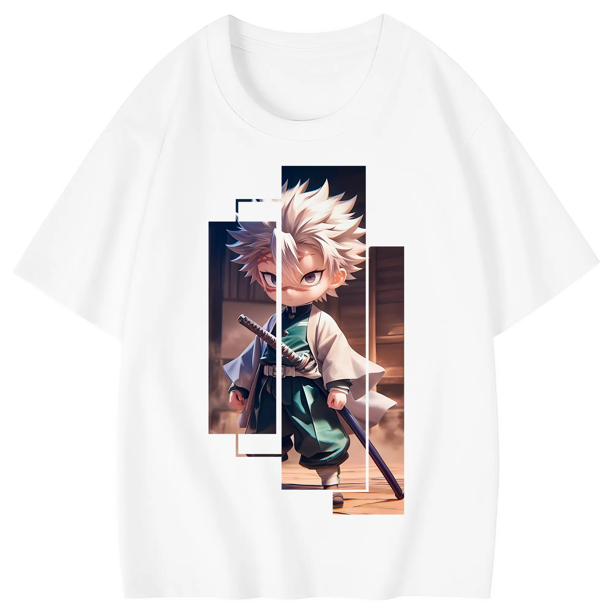 鬼滅の刃 グッズ,不死川 実弥 - 綿100％ キッズTシャツ ・ フロントプリント ・ 快適 通気性 ・ スポーツ カジュアル 散歩用