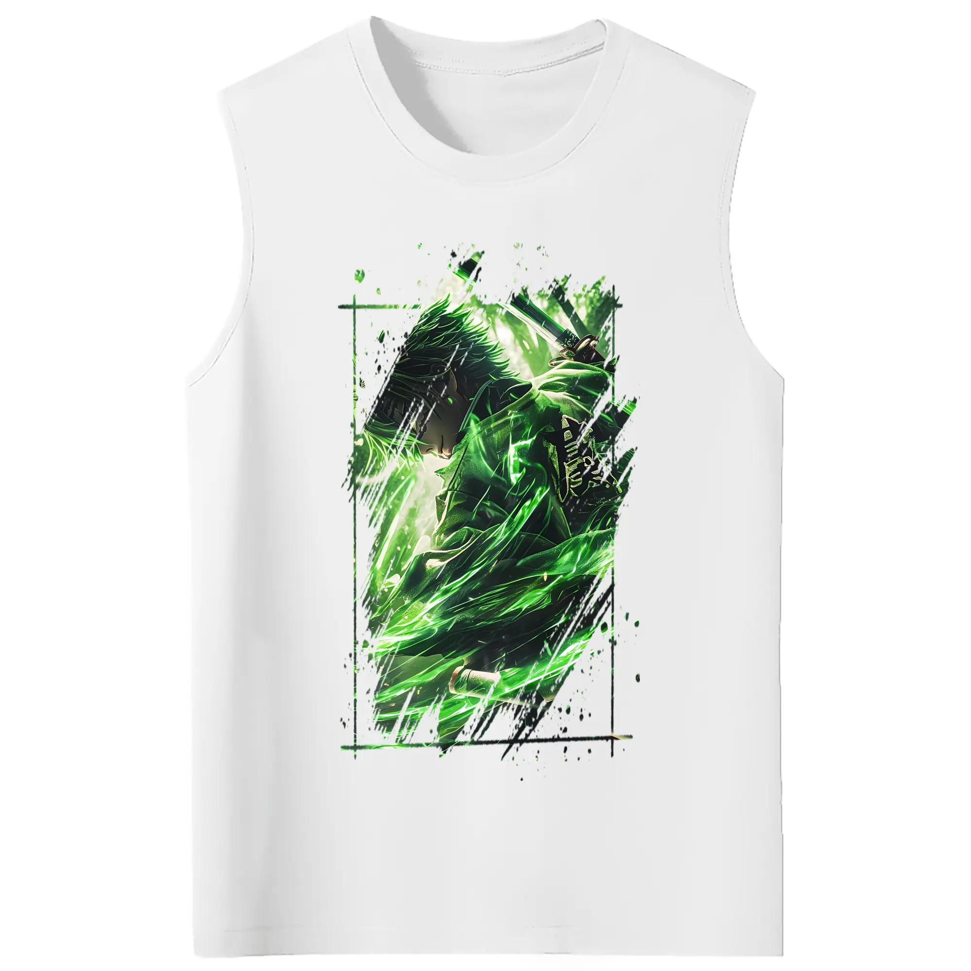 鬼滅の刃 グッズ,不死川 実弥 - コットン100％ タンクトップ ・ フロントプリント ・ タイトフィット ・ 快適 通気性 ・ スポーツ カジュアル 散歩用